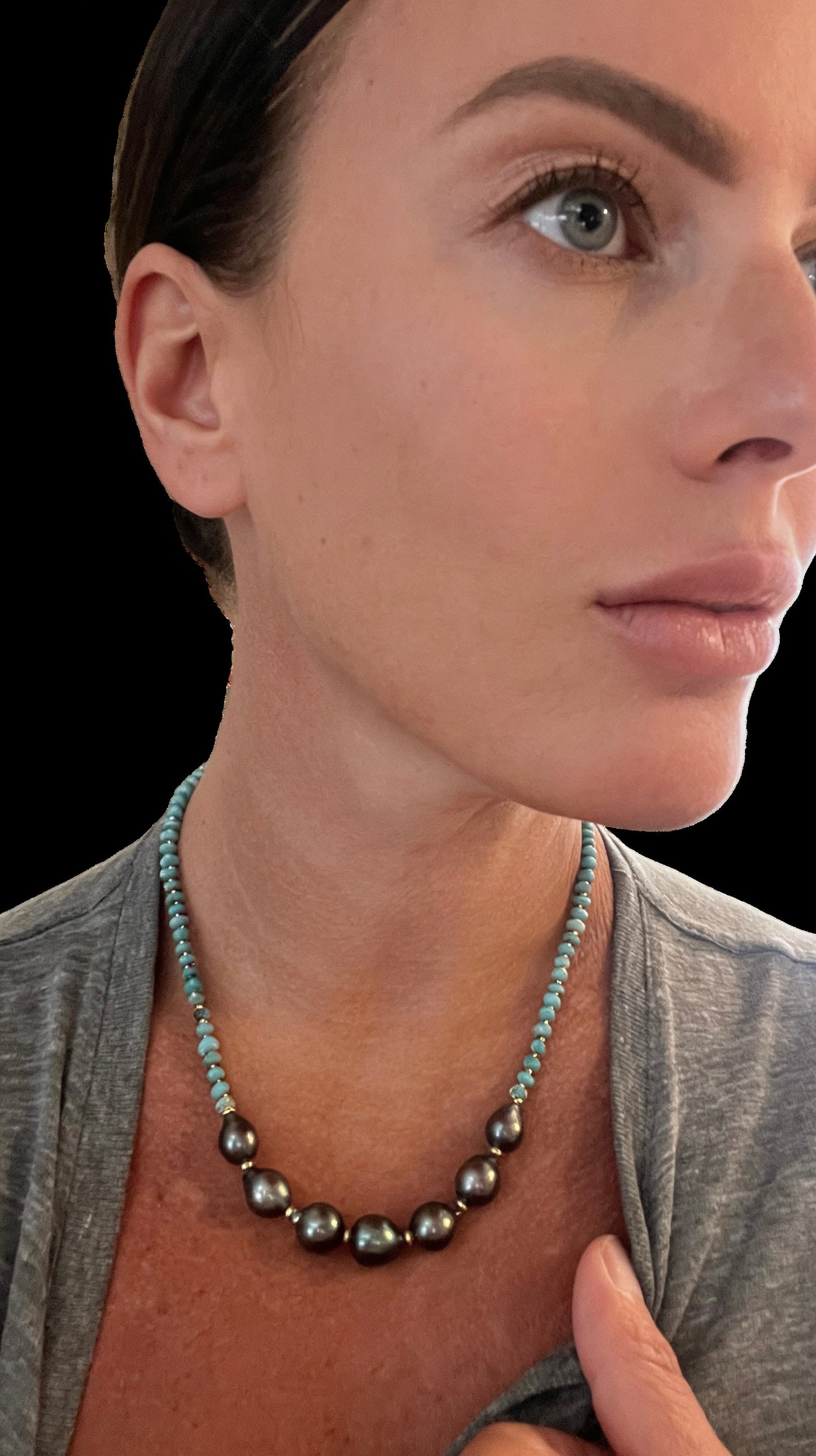Turquoise & Tahitian Regal Necklace