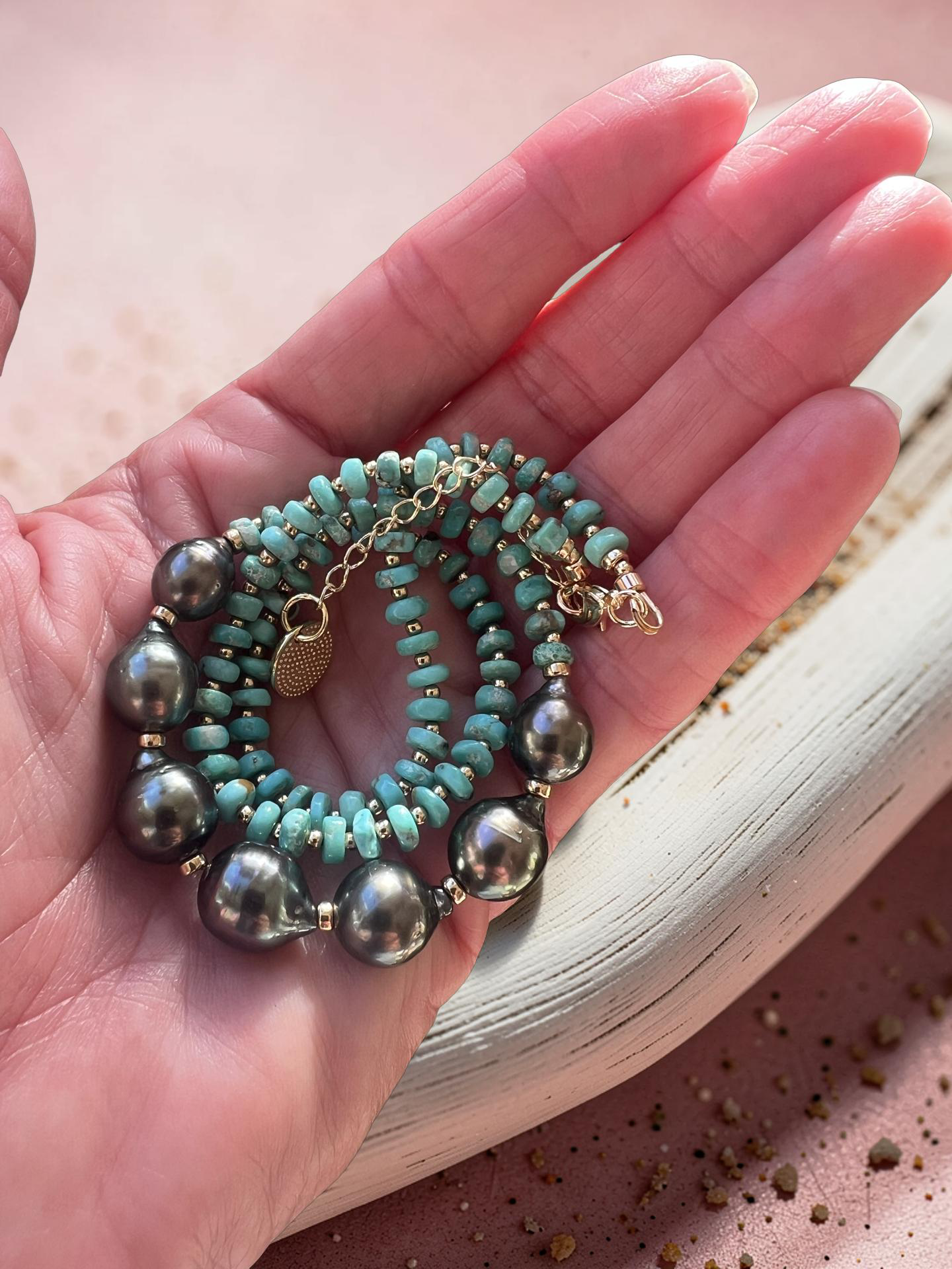 Turquoise & Tahitian Regal Necklace