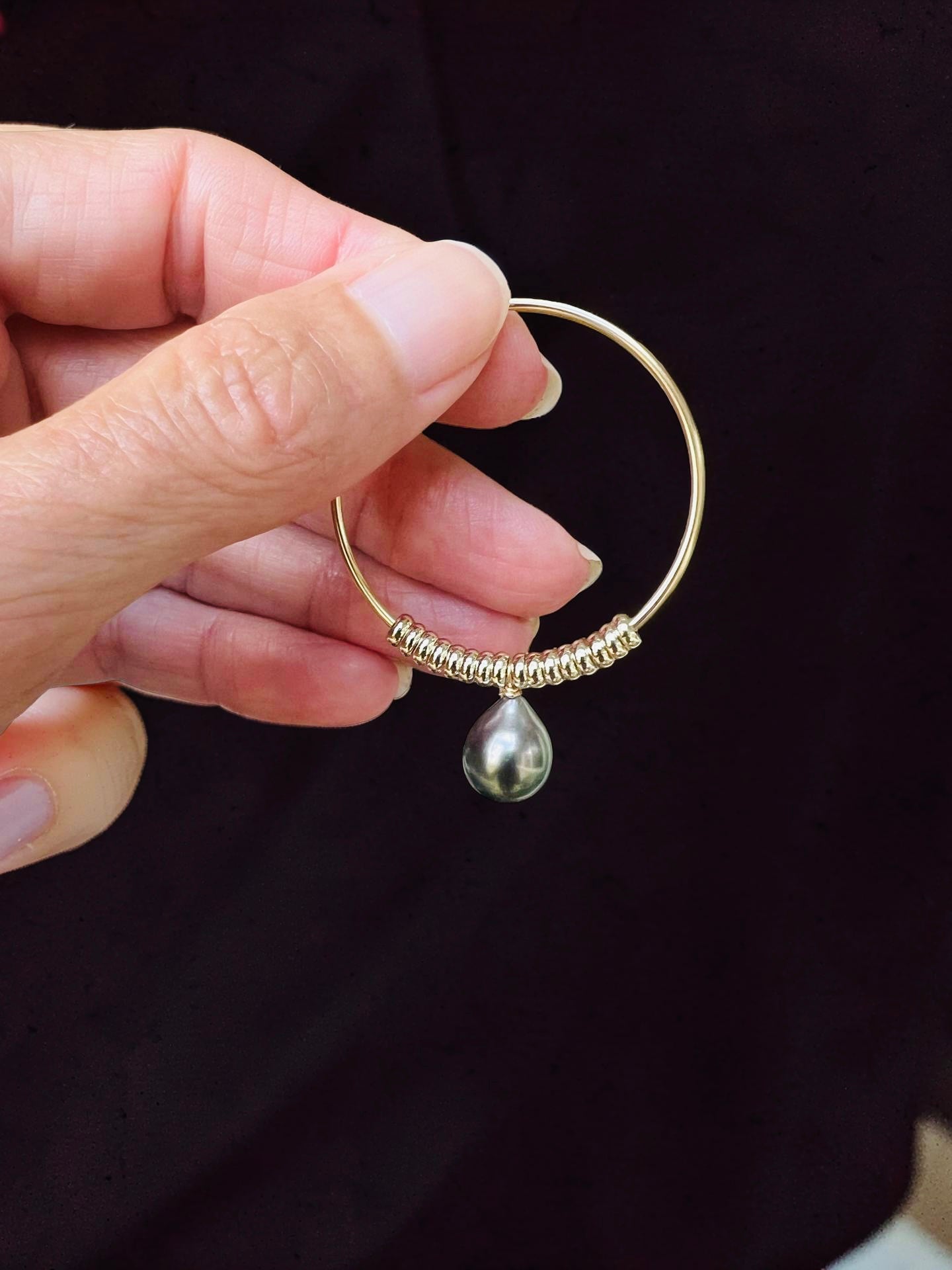 Tahitian Pearl Fringe Hoop Earrings - Medium