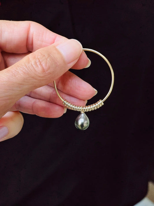Tahitian Pearl Fringe Hoop Earrings - Medium