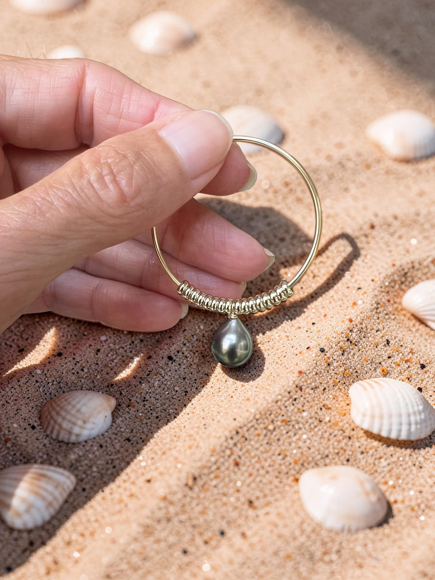 Tahitian Pearl Fringe Hoop Earrings - Medium