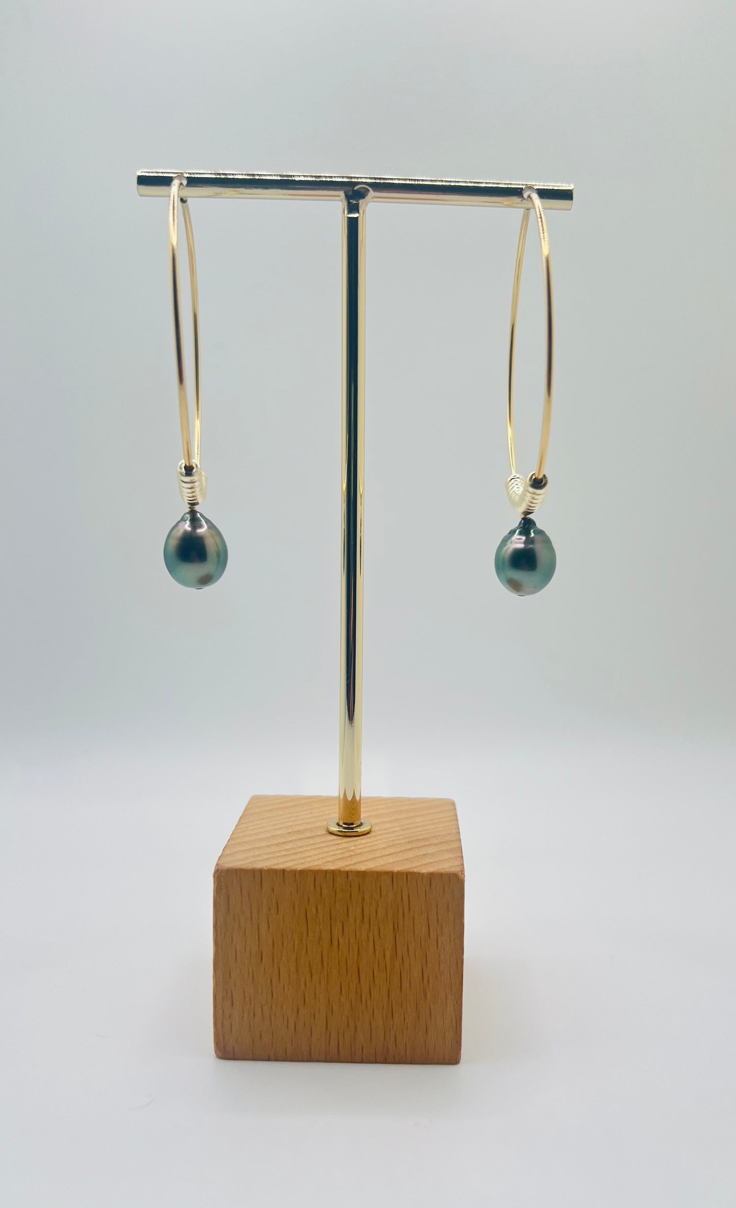 Tahitian Pearl Fringe Hoop Earrings - Large