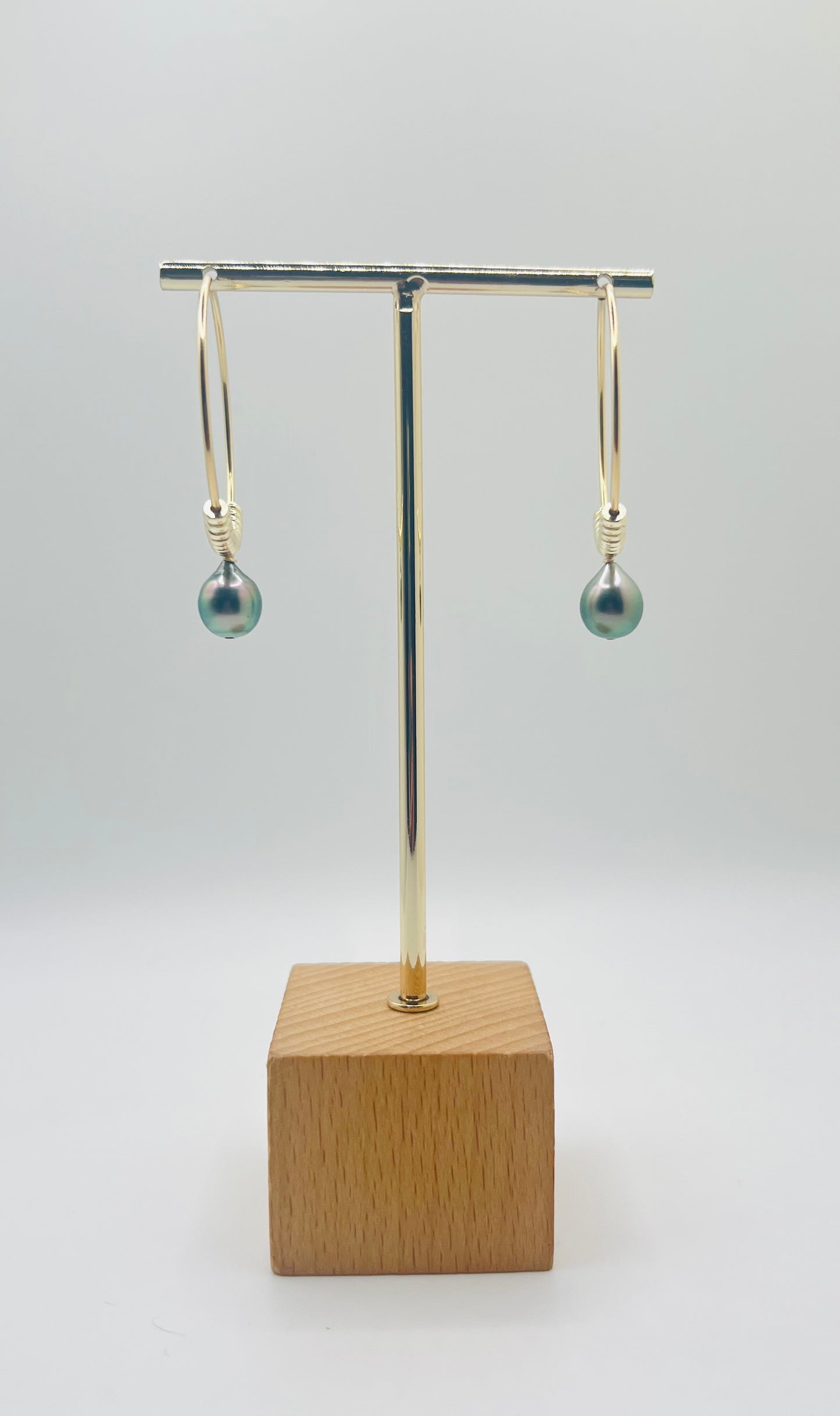 Tahitian Pearl Fringe Hoop Earrings - Medium