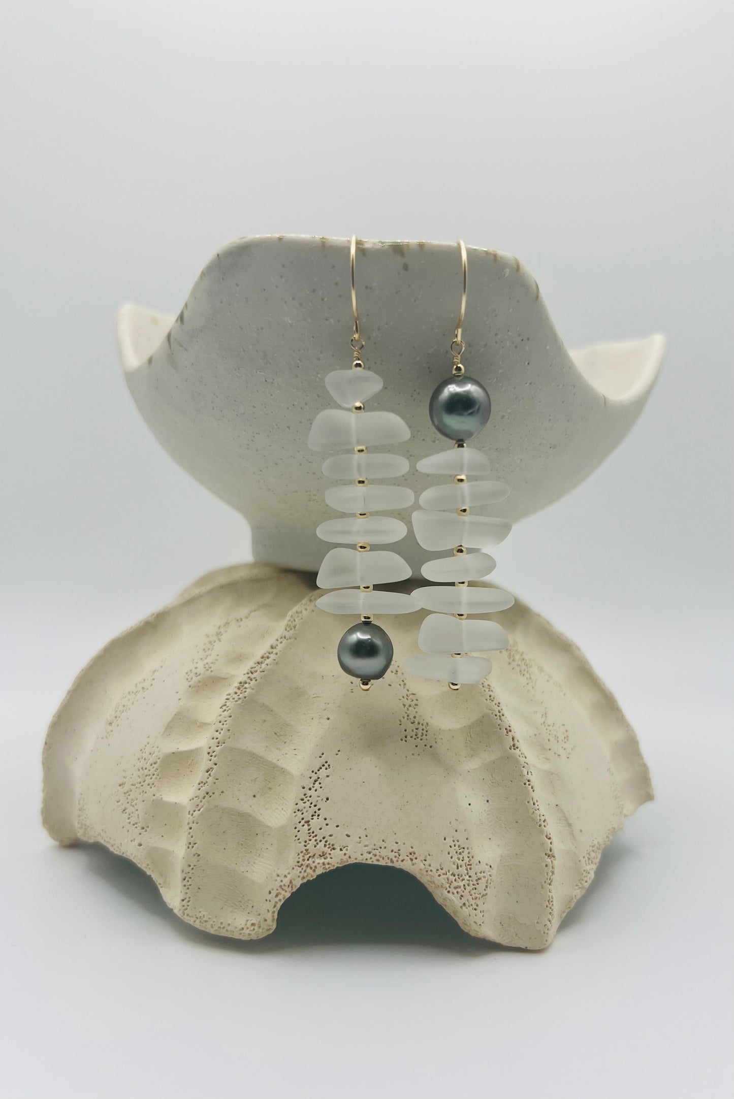 Sea Glass Tahitian Earrings