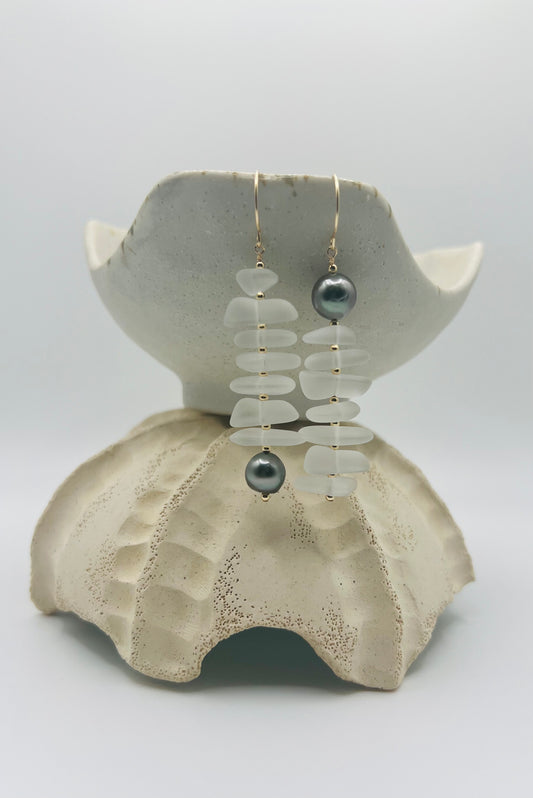 Sea Glass Tahitian Earrings
