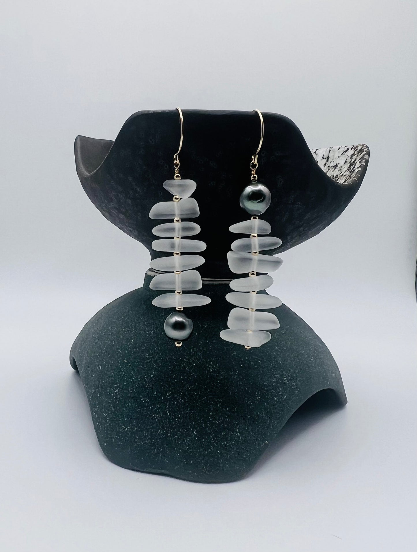 Sea Glass Tahitian Earrings