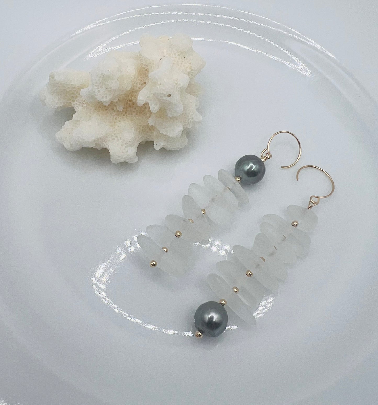 Sea Glass Tahitian Earrings