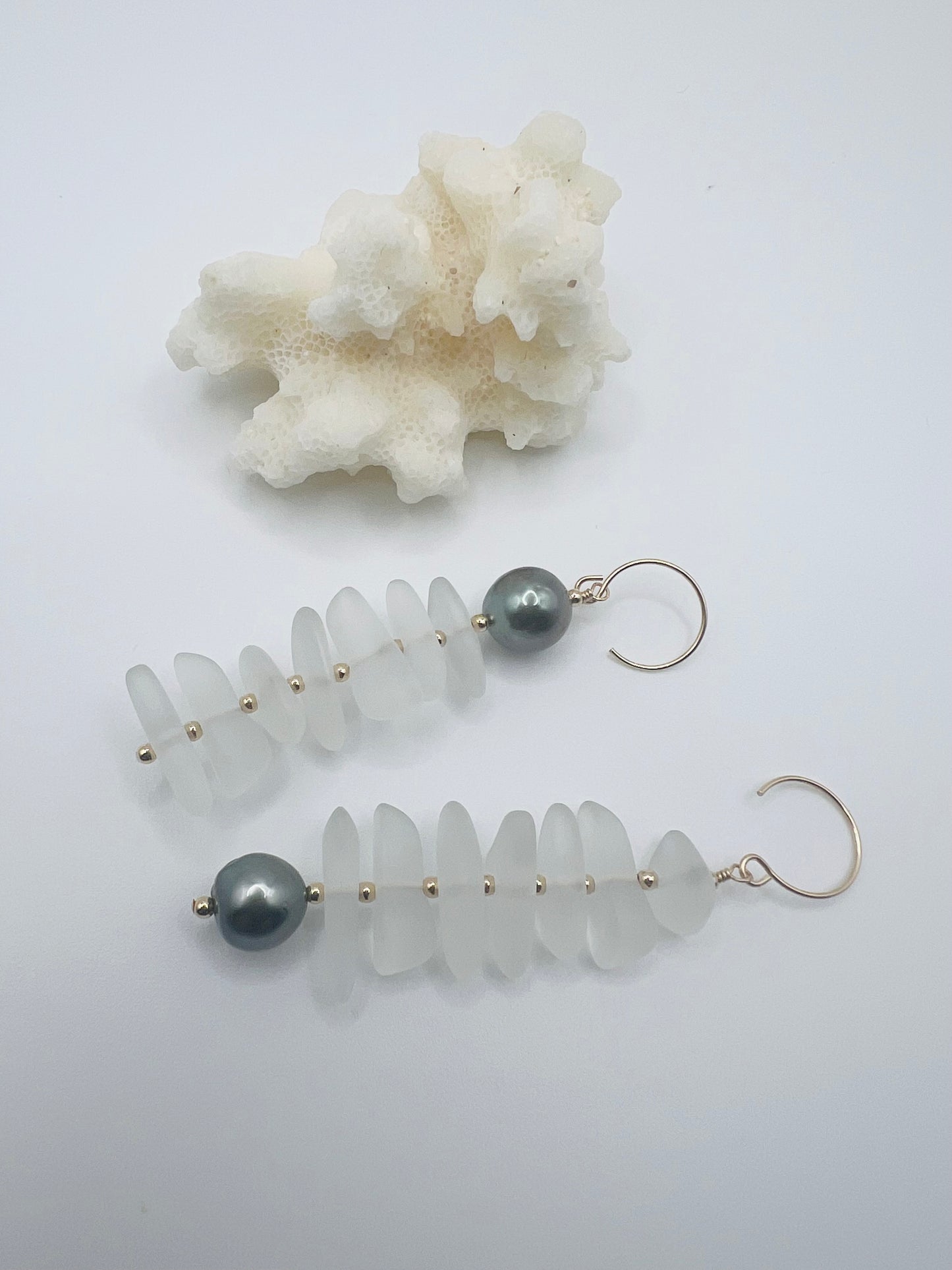 Sea Glass Tahitian Earrings