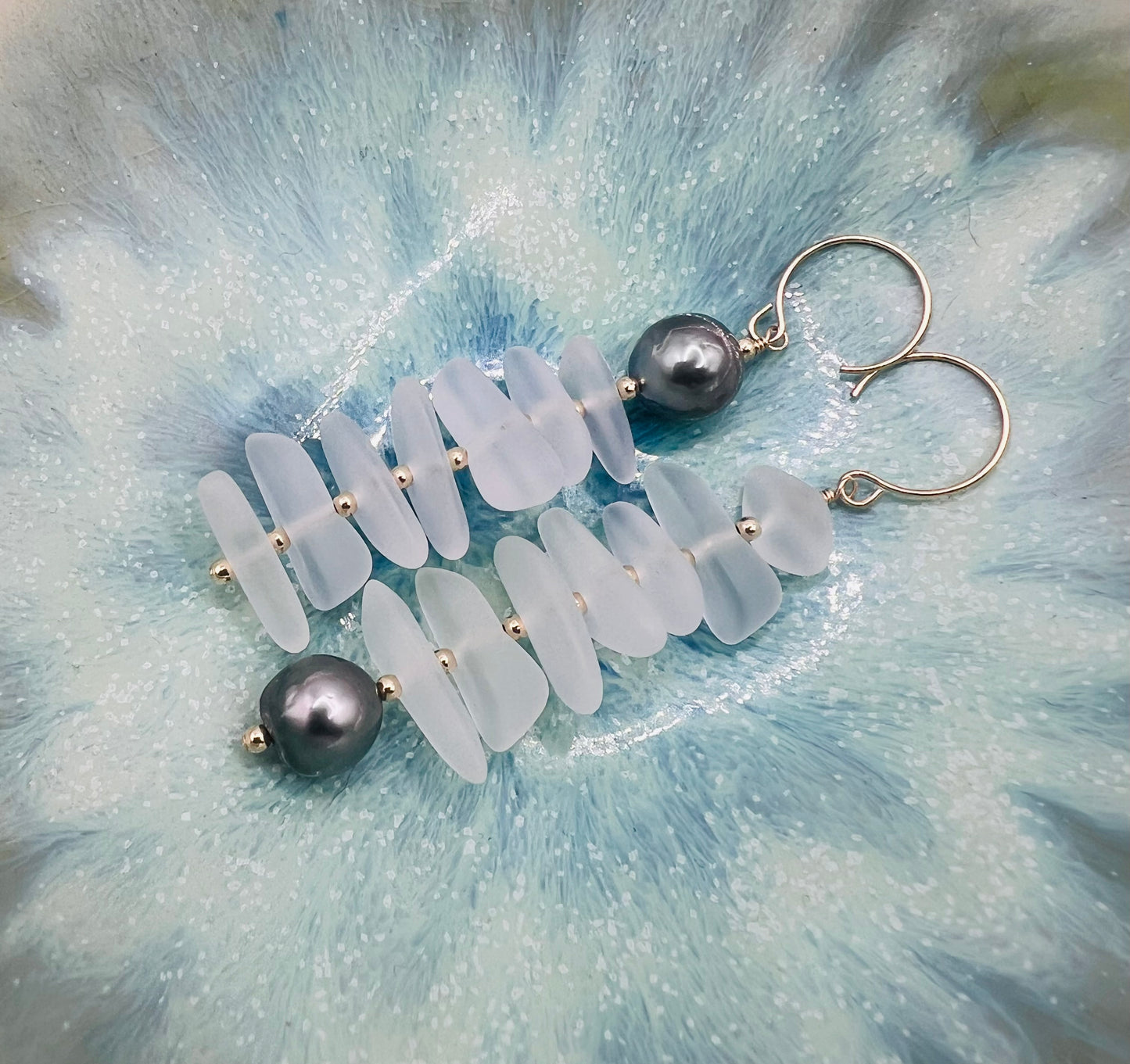 Sea Glass Tahitian Earrings