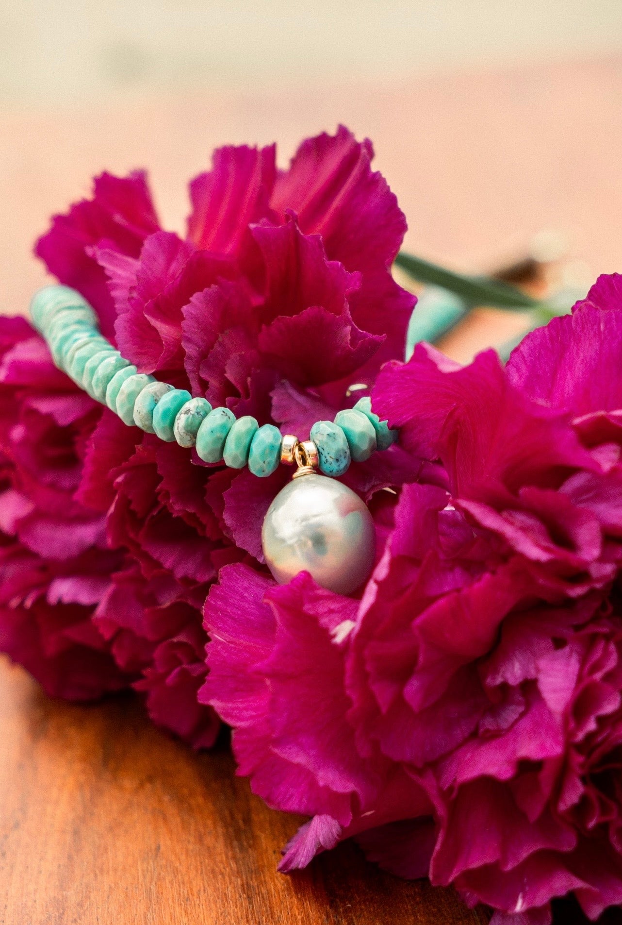 Tahitian & Turquoise Pendant Necklace