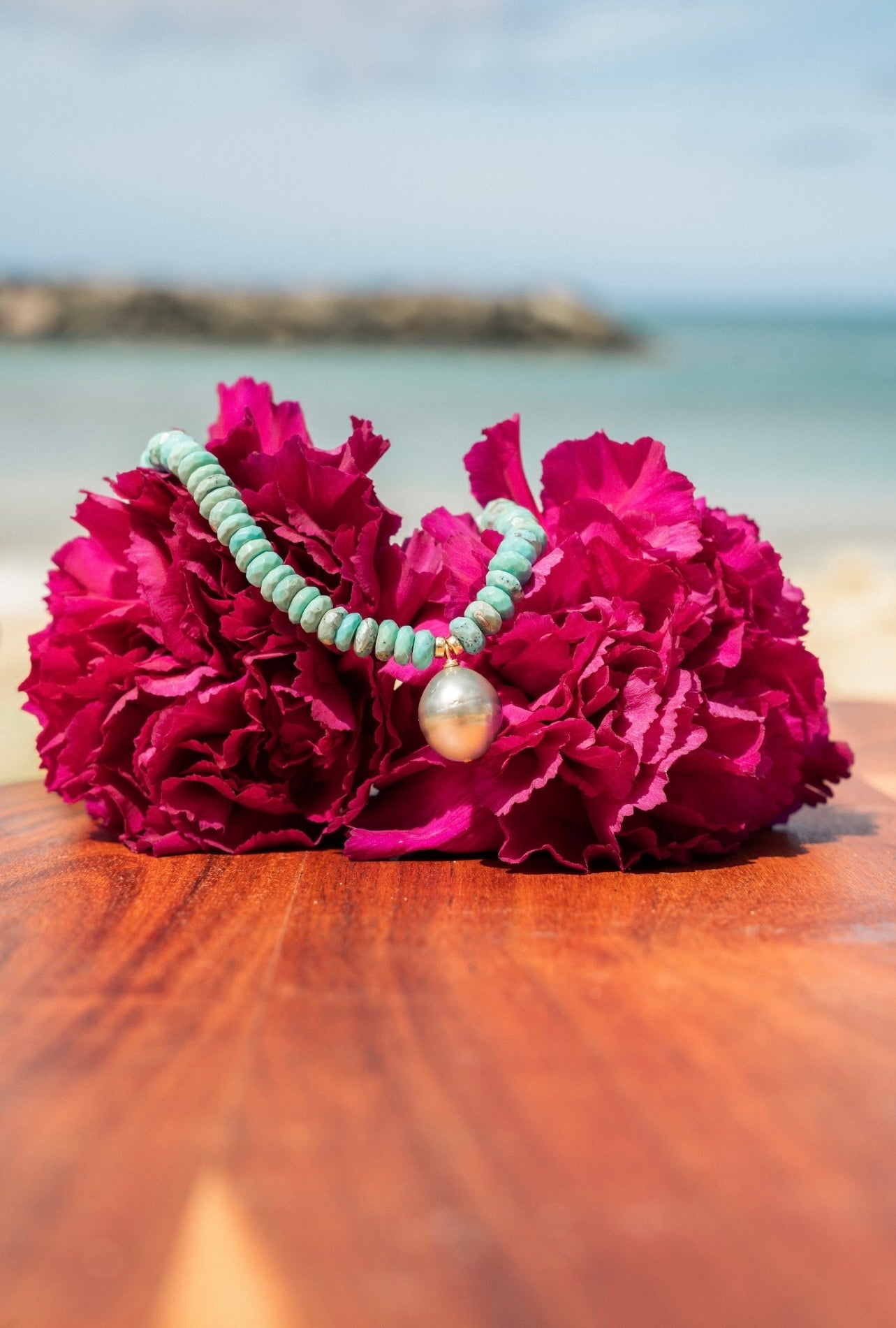 Tahitian & Turquoise Pendant Necklace