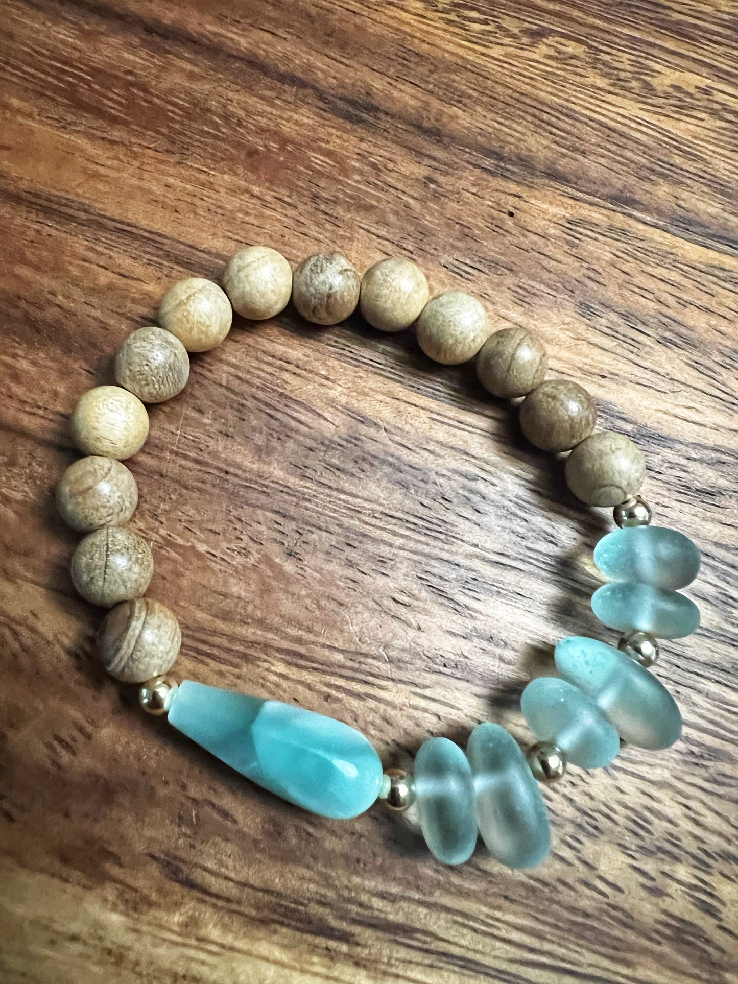 Moonstone & Sea Glass Bracelet - Asymmetric