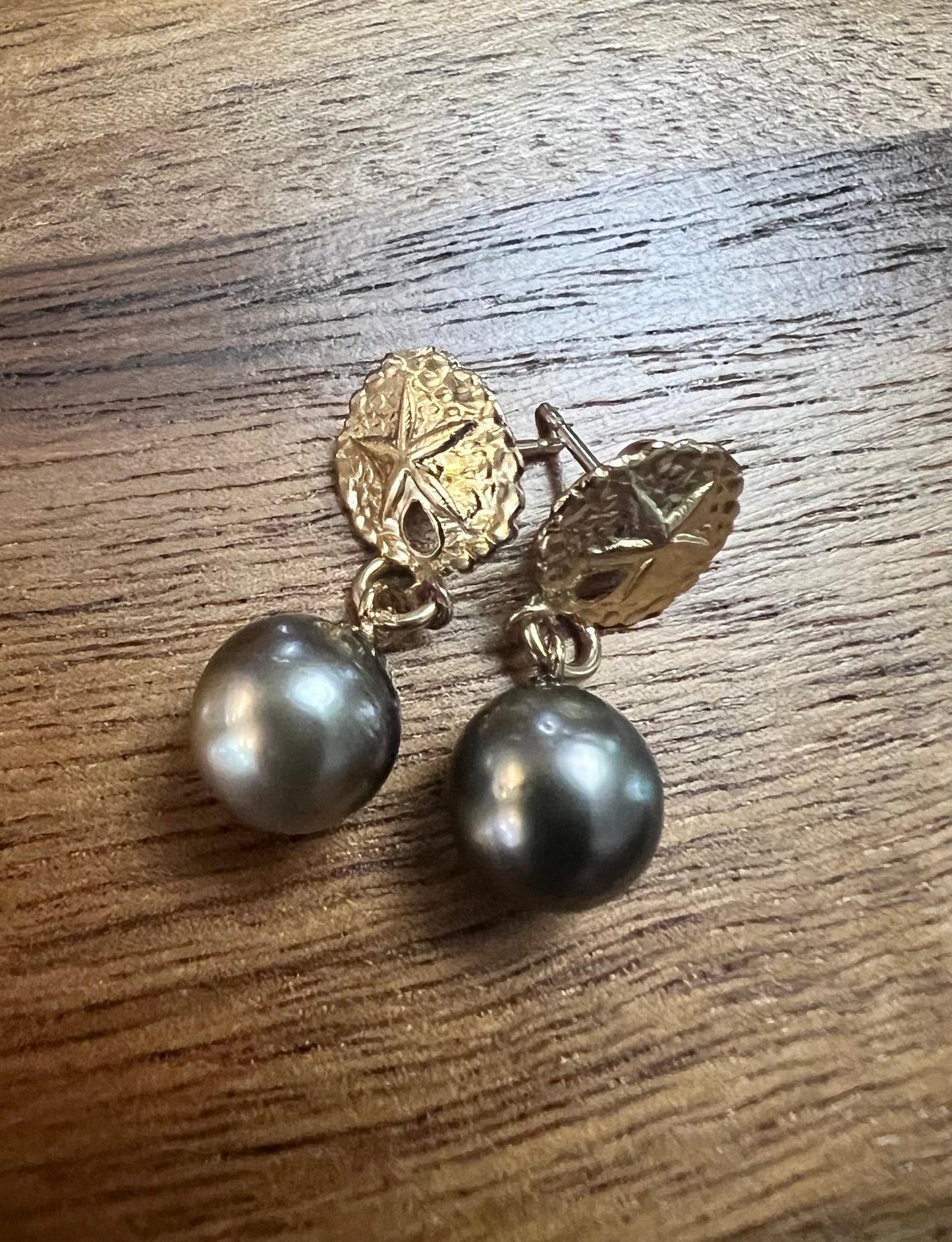 Tahitian Pearl Sand Dollar Earrings