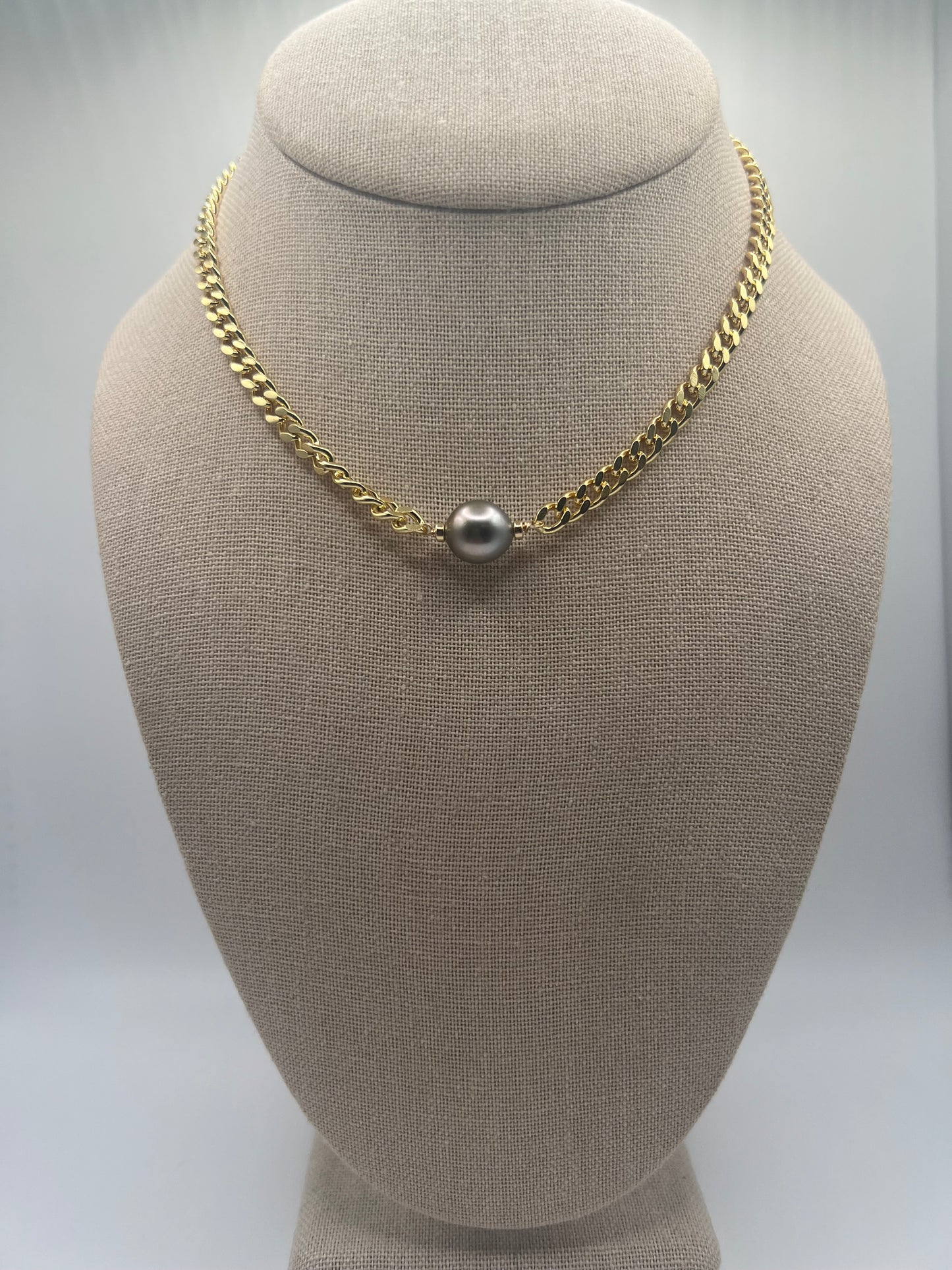 Cuban Tahitian Choker 10mm Silver