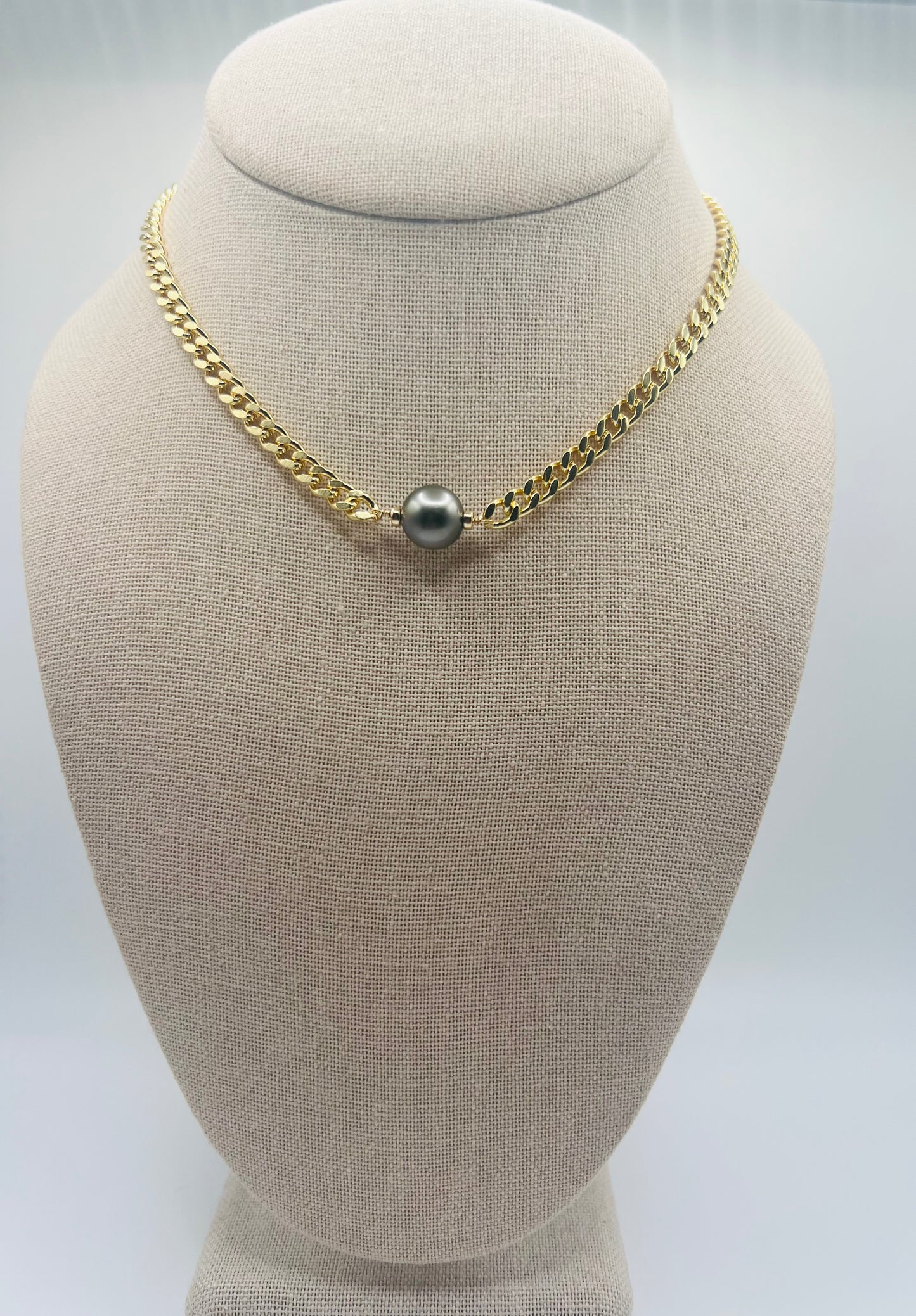 Cuban Tahitian Choker 10mm Gray
