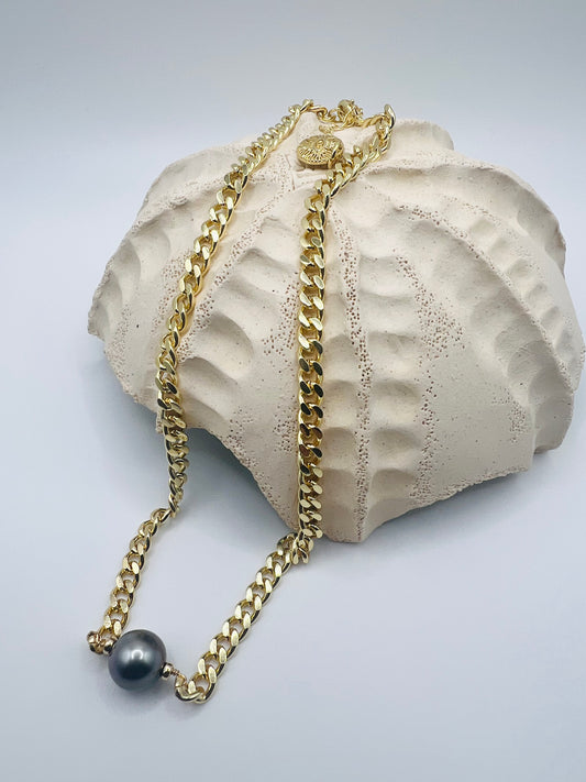 Cuban Tahitian Choker 10mm Gray