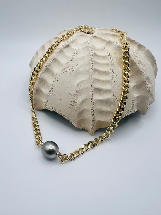 Cuban Tahitian Choker 11mm Silver