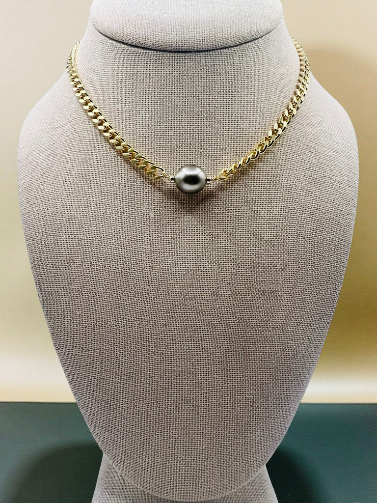 Cuban Tahitian Choker 11mm Silver