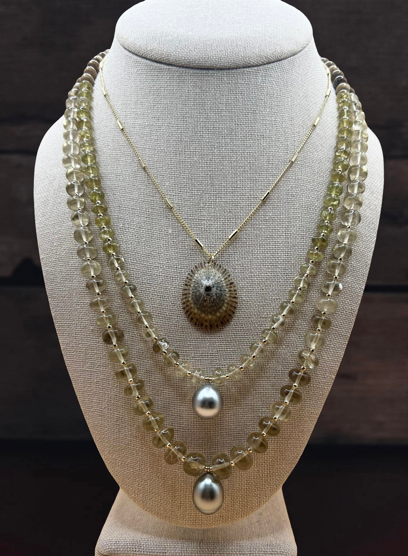 Lemon Quartz Tahitian Mala Necklace