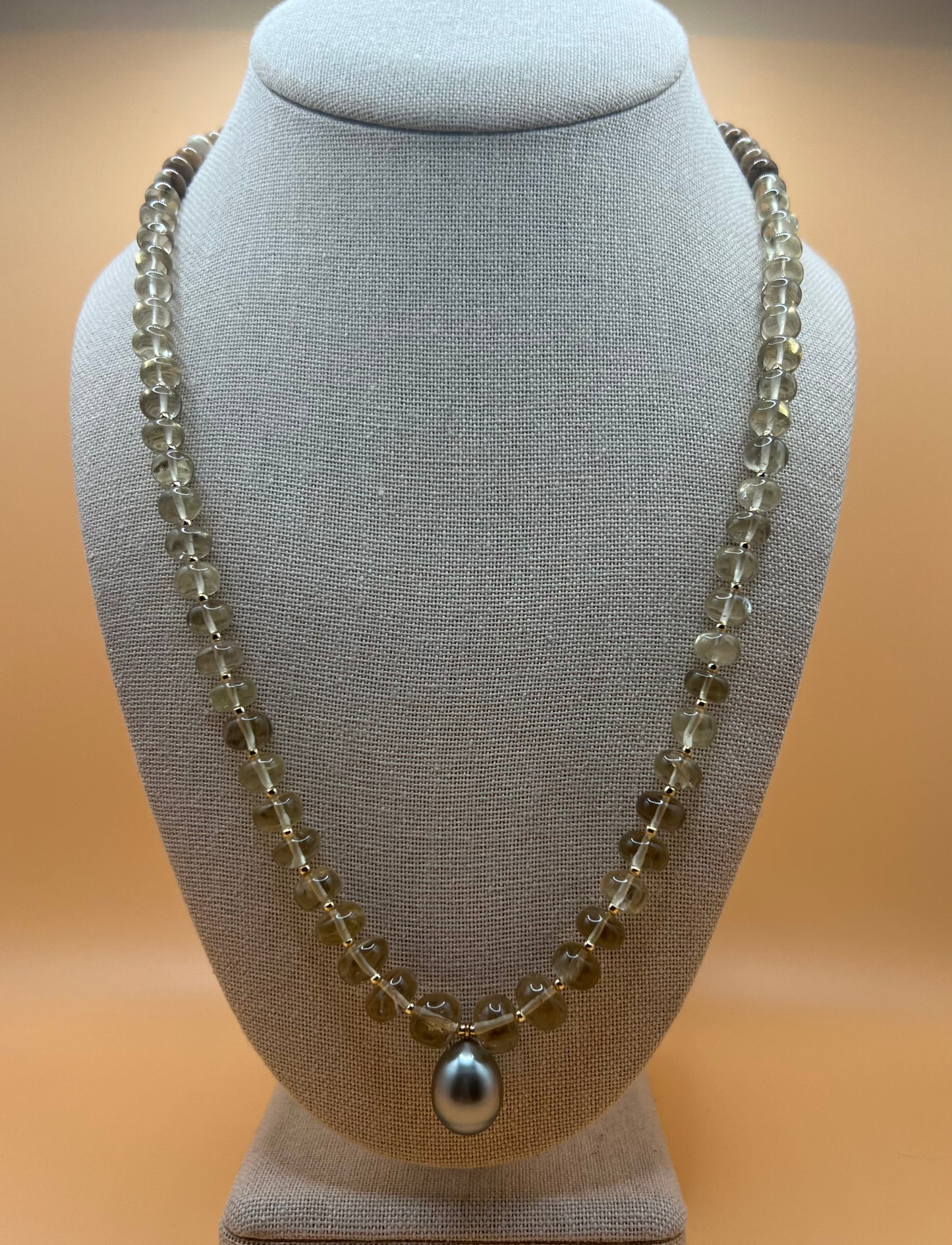 Lemon Quartz Tahitian Mala Necklace