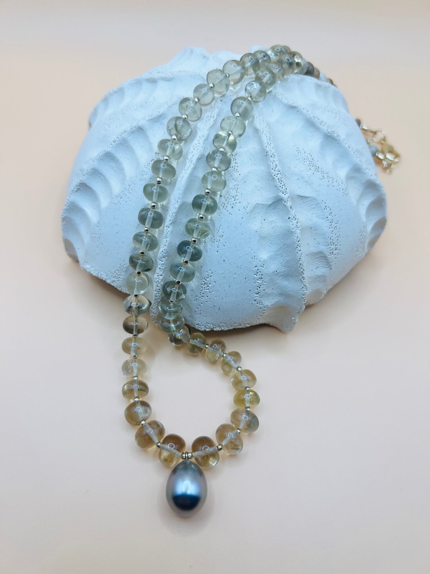 Lemon Quartz Tahitian Mala Necklace