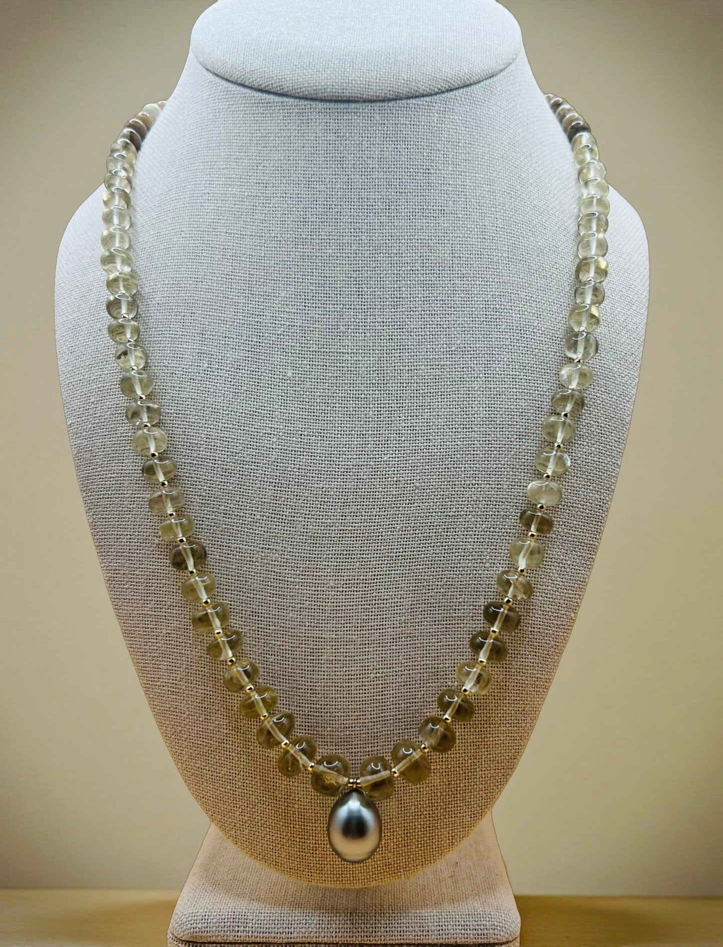 Lemon Quartz Tahitian Mala Necklace