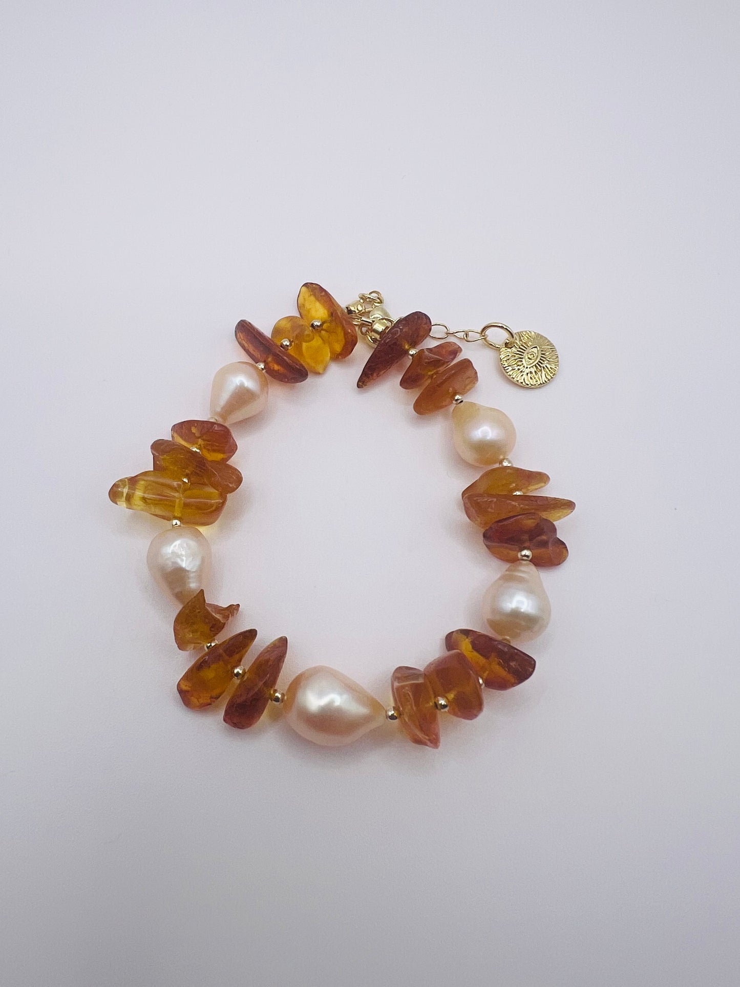 Autumn Pearl & Amber Bracelet