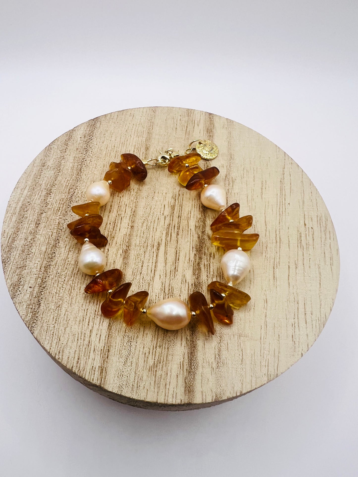 Autumn Pearl & Amber Bracelet