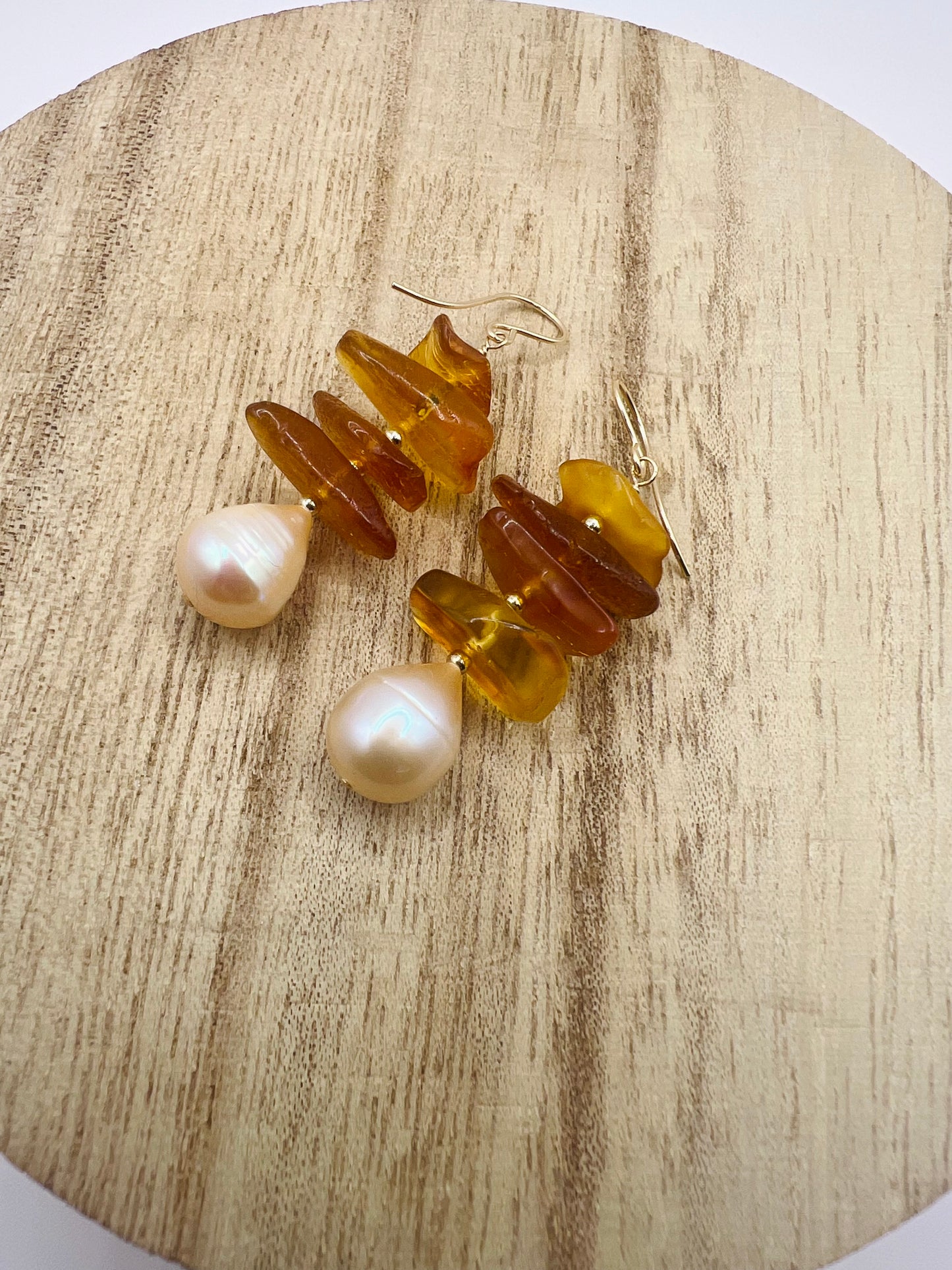 Autumn Pearl & Amber Earrings