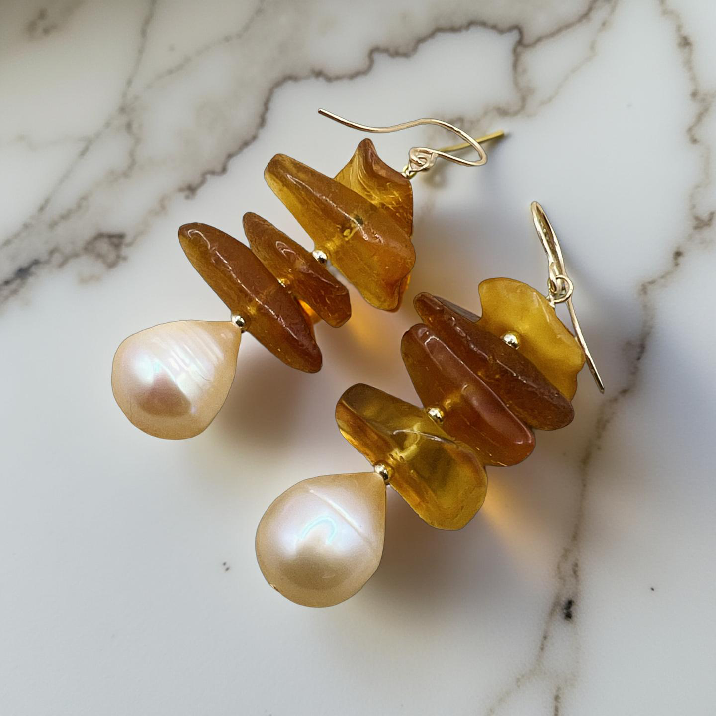 Autumn Pearl & Amber Earrings