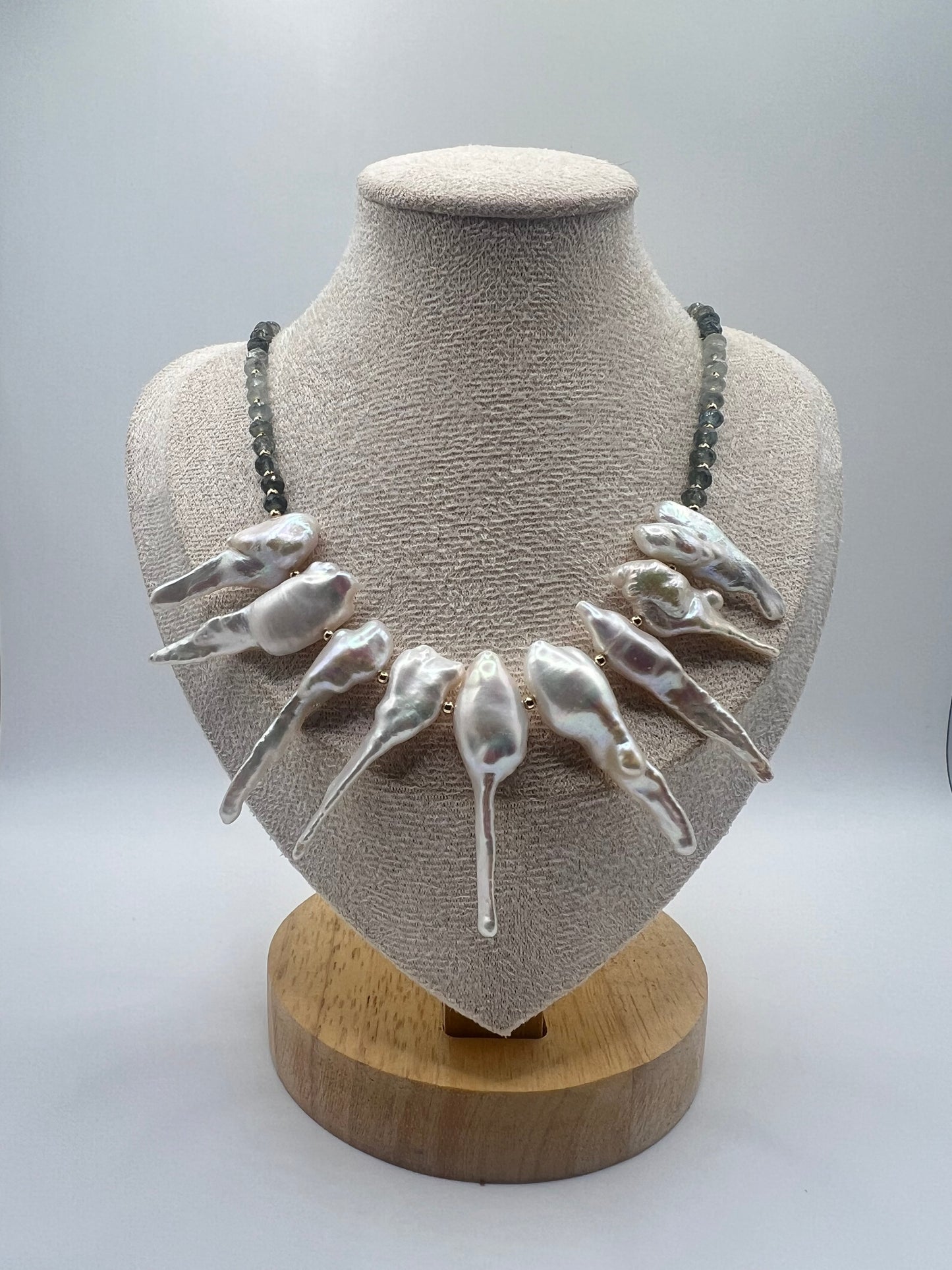 Fishtail Pearl & Aquamarine Necklace