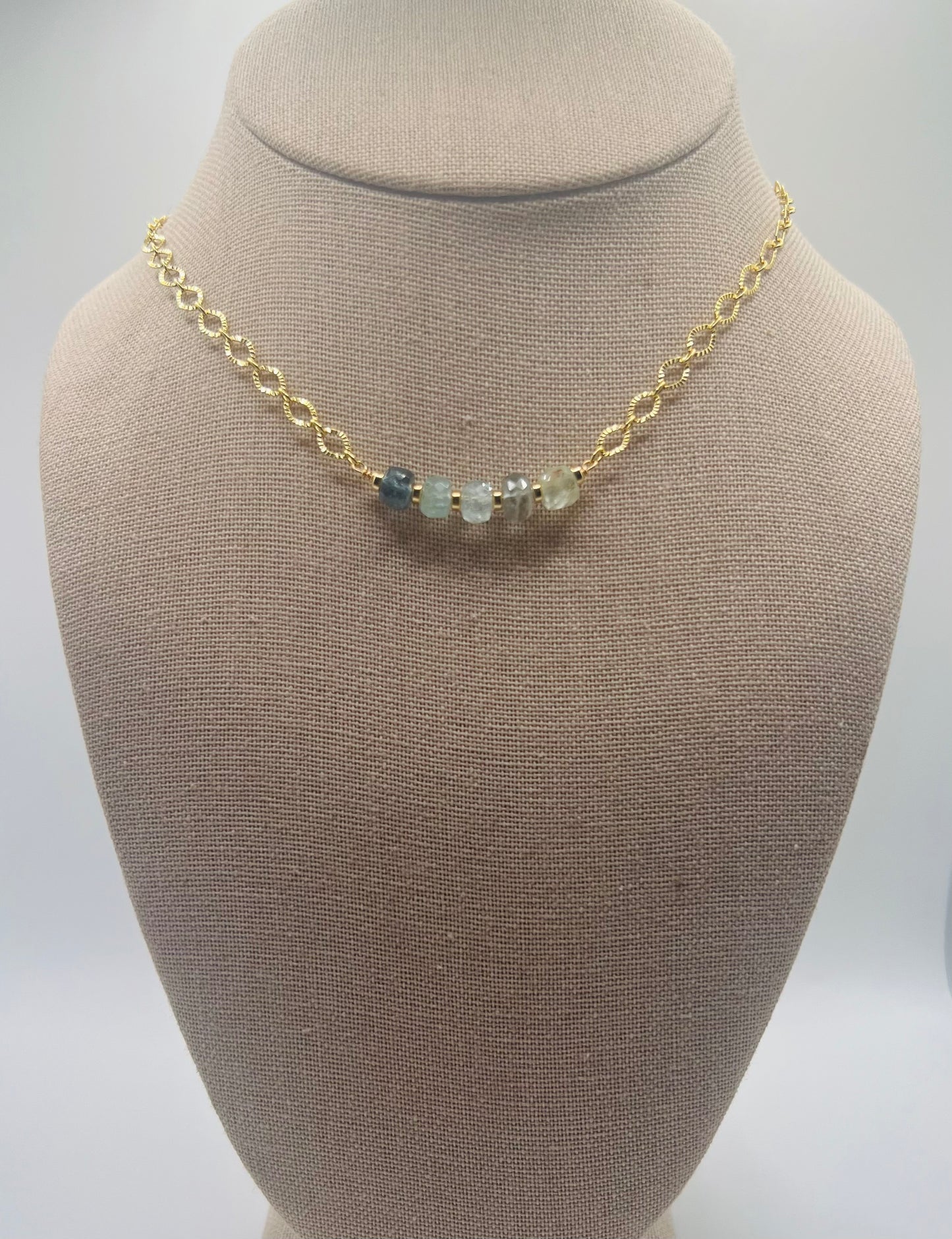Moss Aquamarine Starburst Chain Necklace
