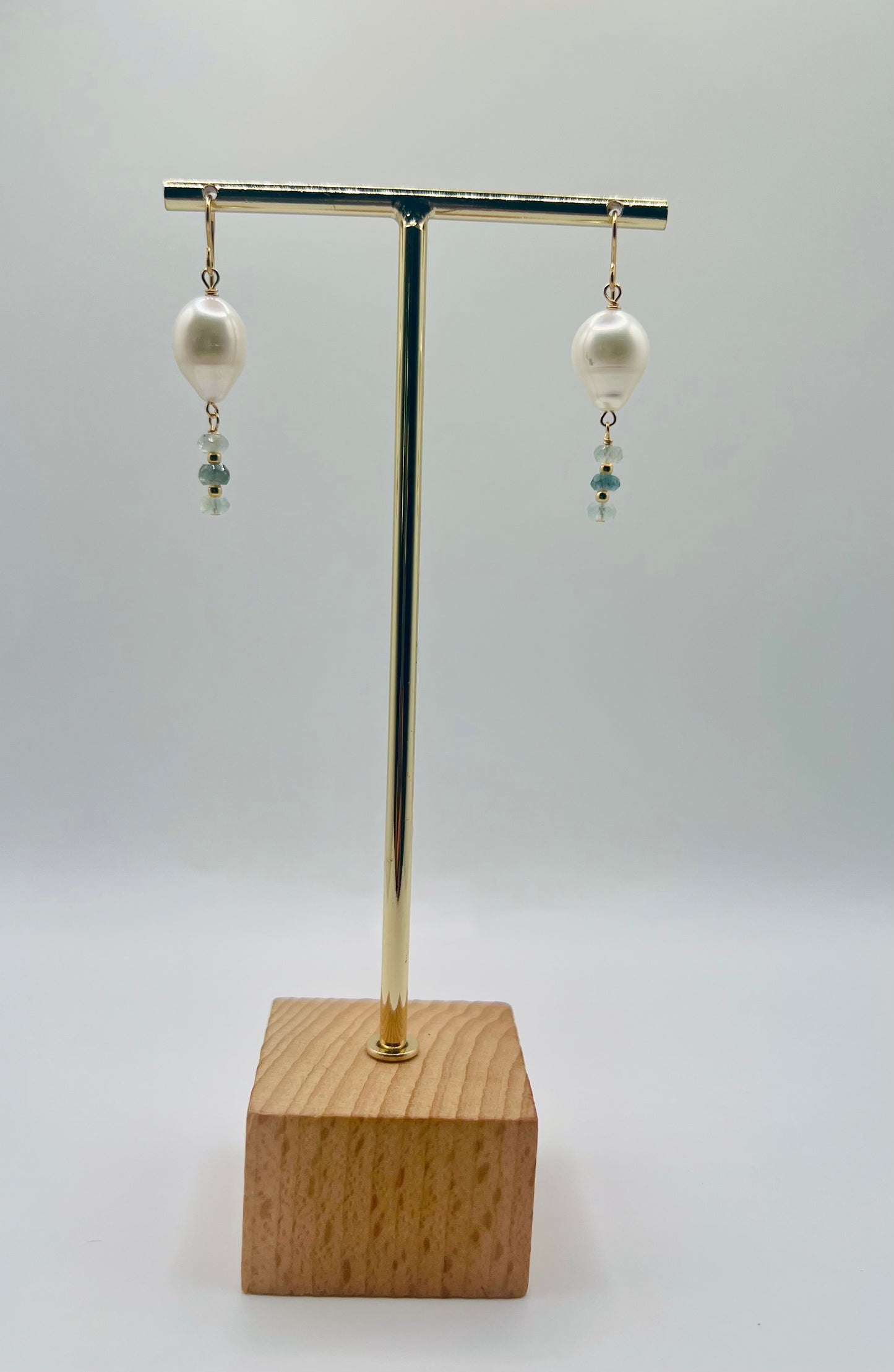 Freshwater & Moss Aquamarine Earrings