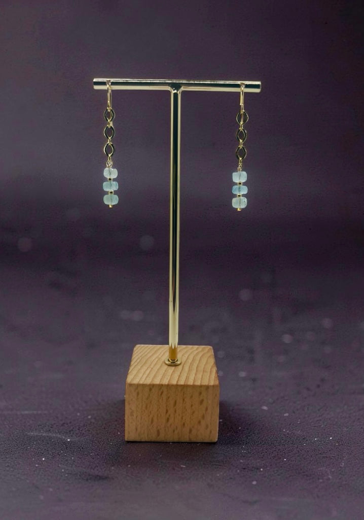 Moss Aquamarine Starburst Chain Earrings