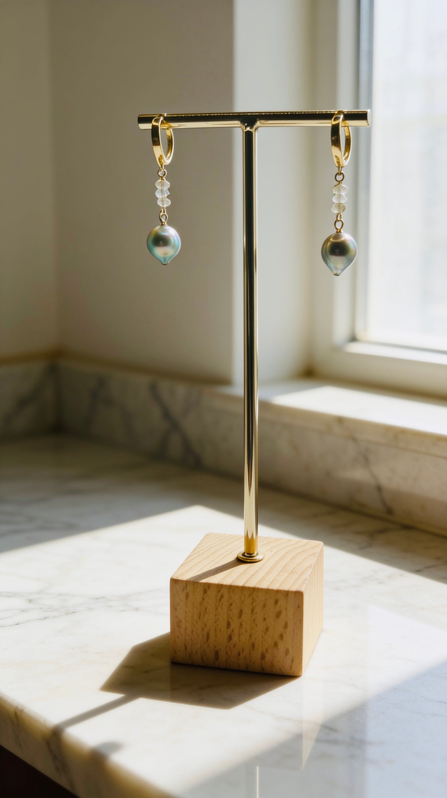 Tahitian & Moss Aquamarine Huggies