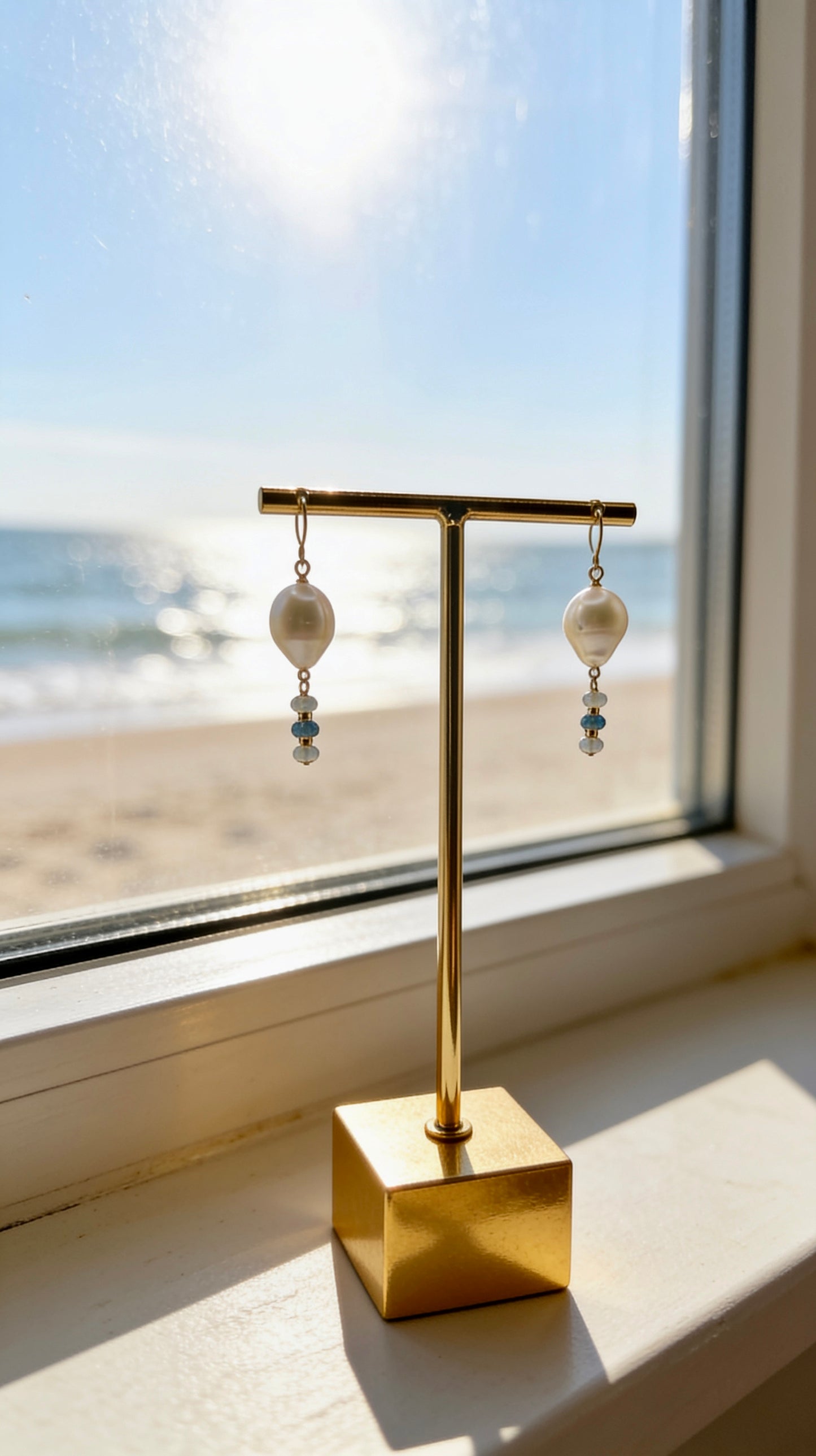 Freshwater & Moss Aquamarine Earrings