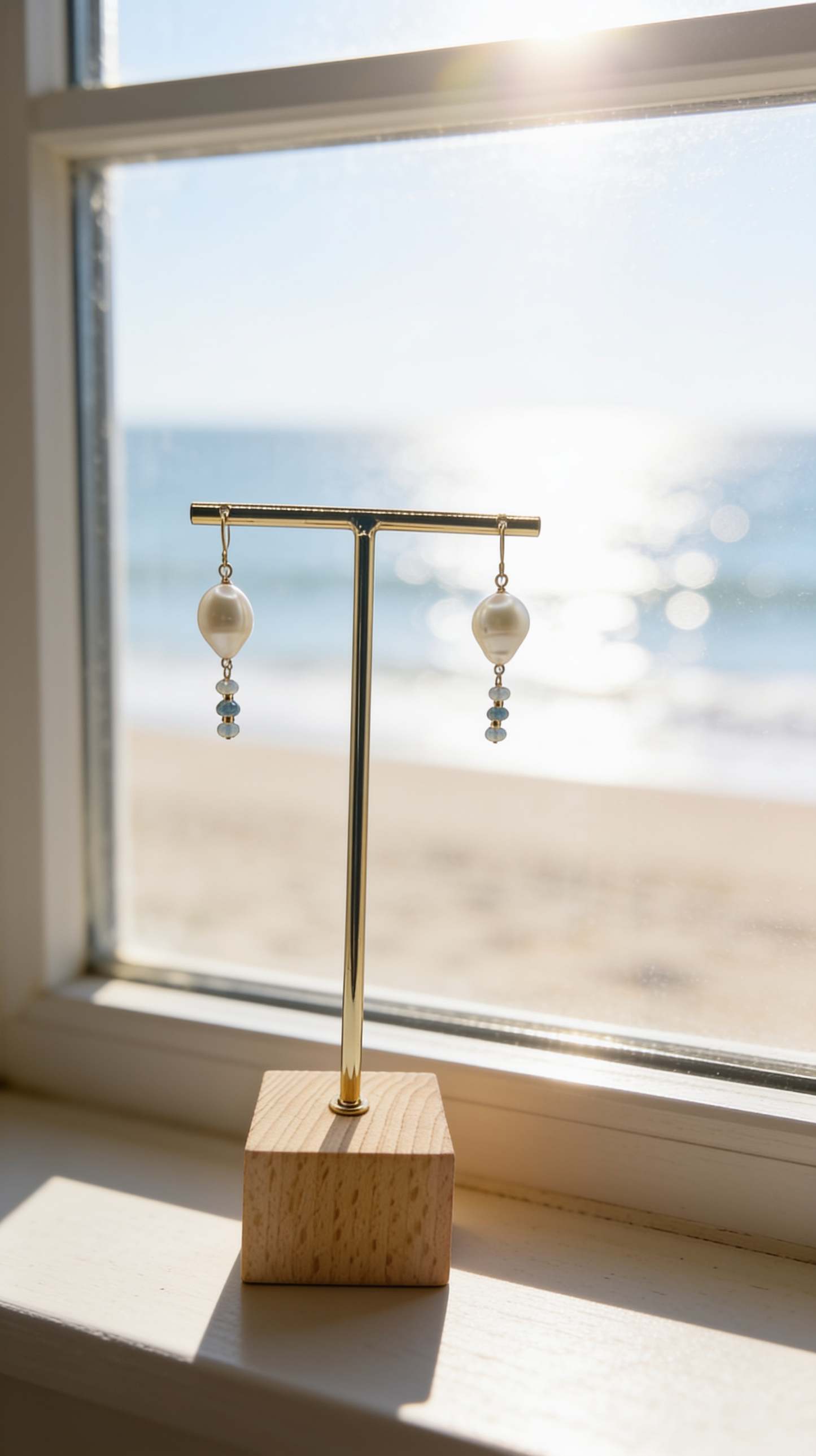 Freshwater & Moss Aquamarine Earrings