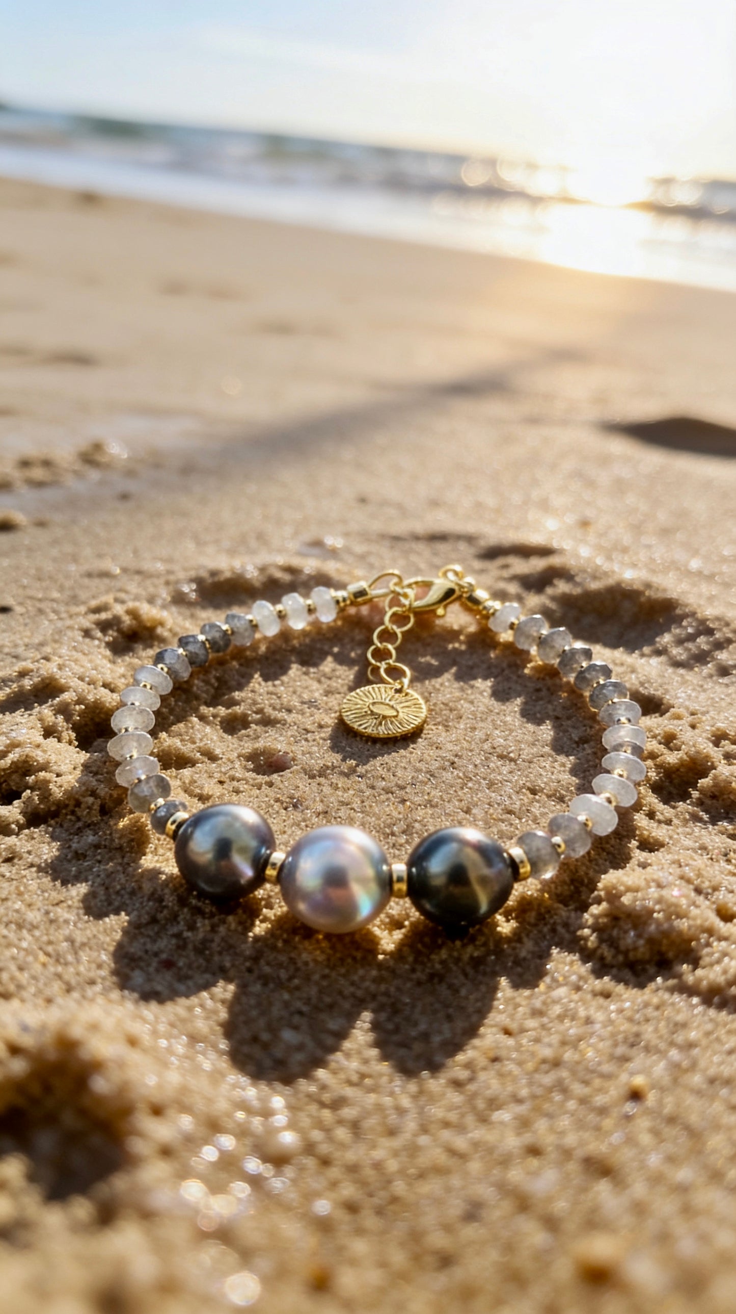 Moss Aquamarine & Tahitian Bracelet