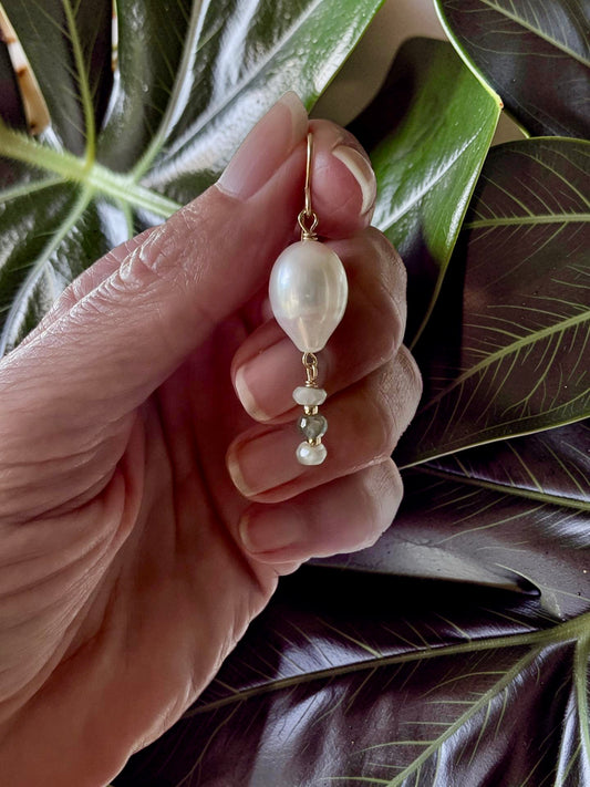 Freshwater & Moss Aquamarine Earrings