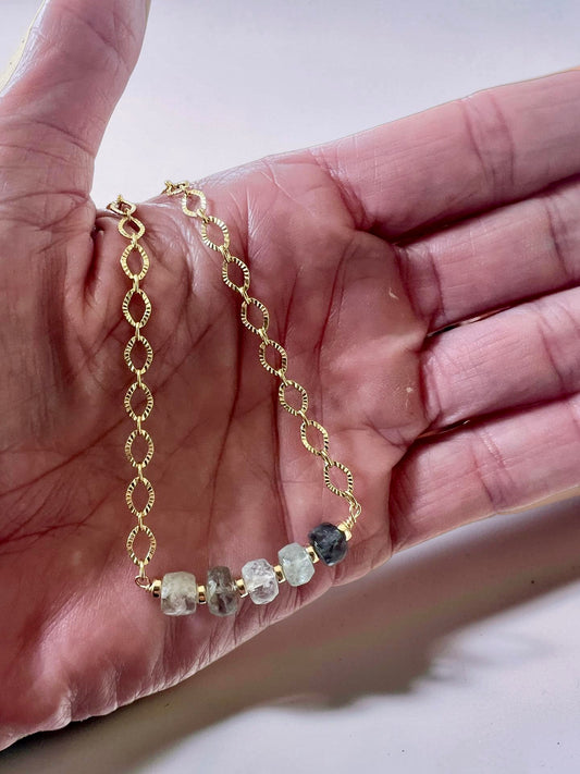 Moss Aquamarine Starburst Chain Necklace