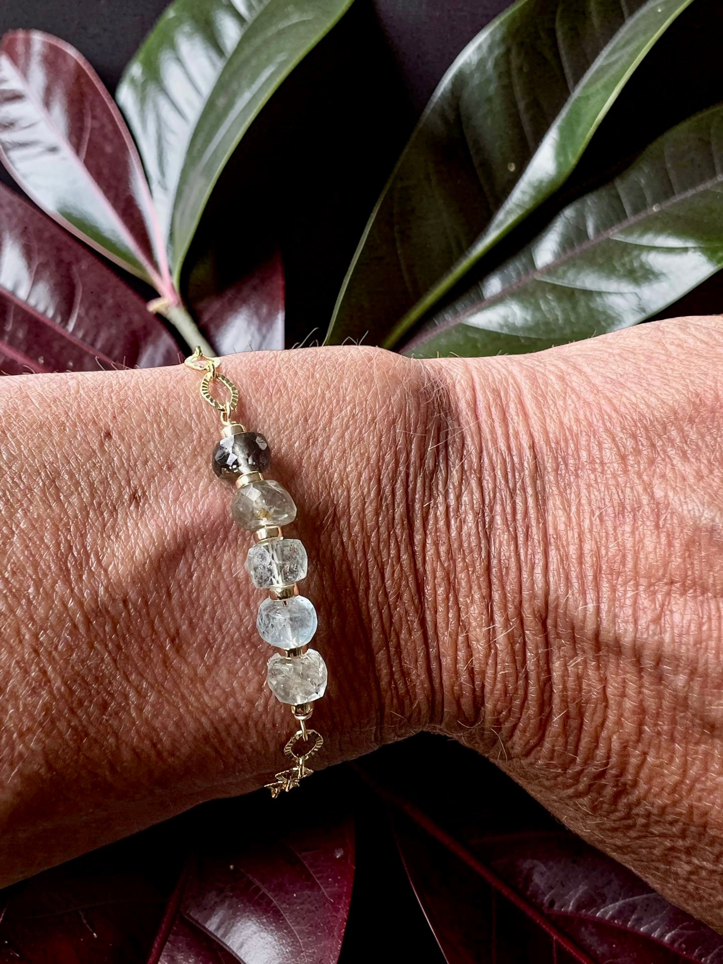 Moss Aquamarine Starburst Chain Bracelet