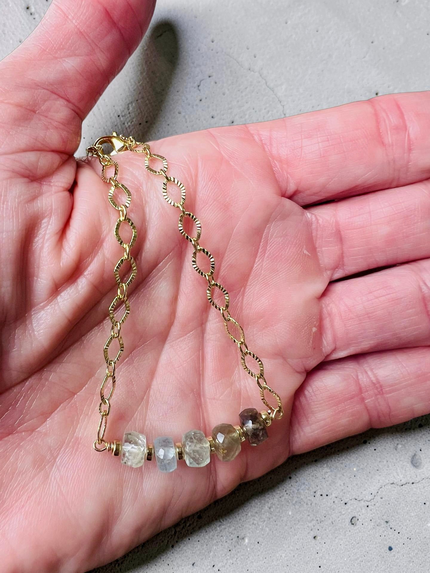 Moss Aquamarine Starburst Chain Bracelet