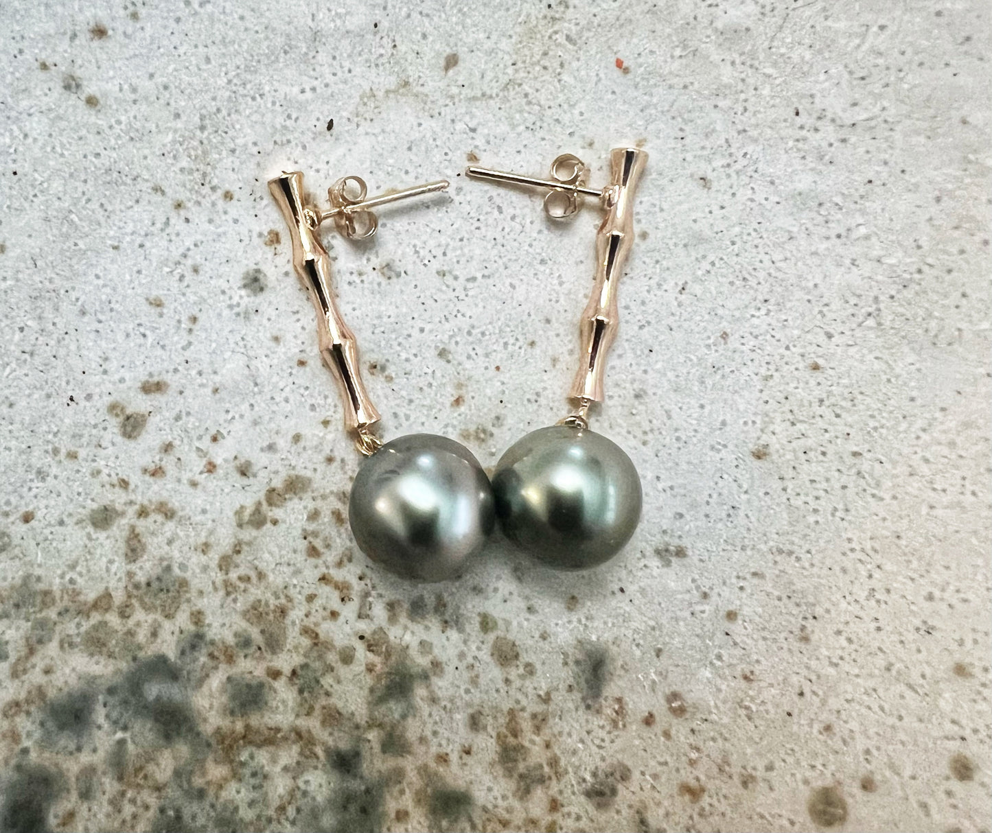 Tahitian Pearl Bamboo Post Earrings