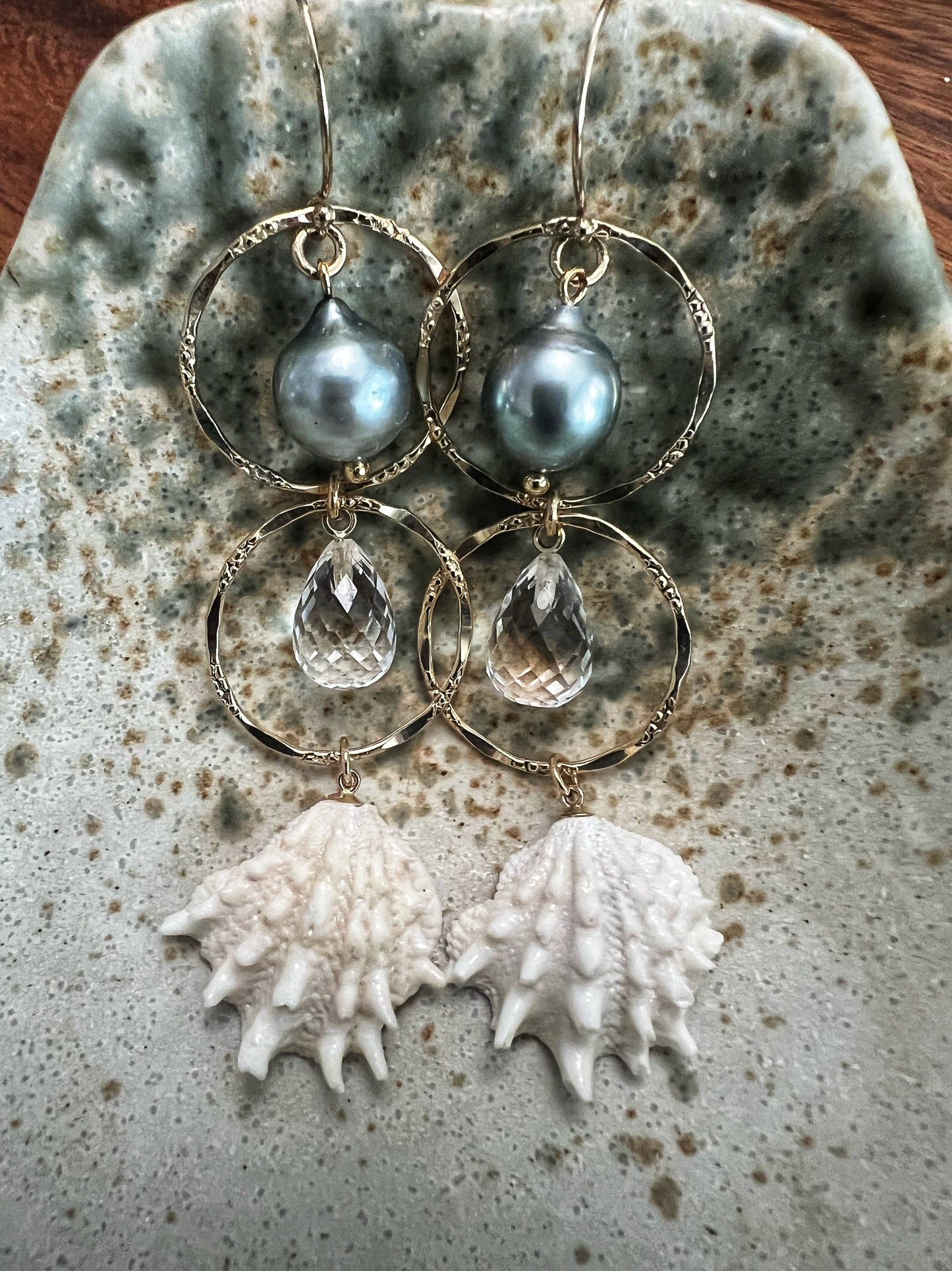 Tahitian Triple Decker Hoop Earrings