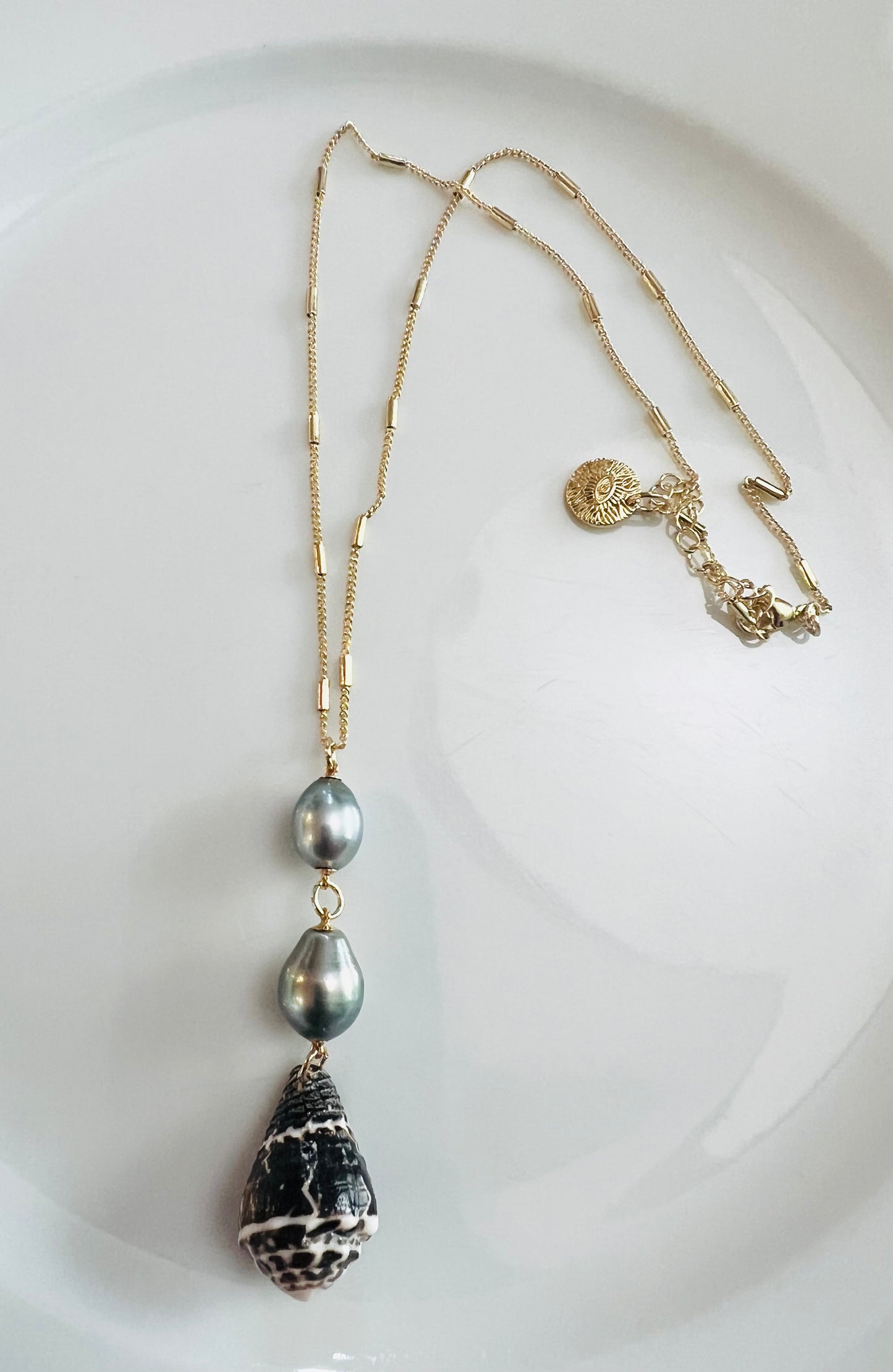 Chaldean & Tahitian Pendant Necklace
