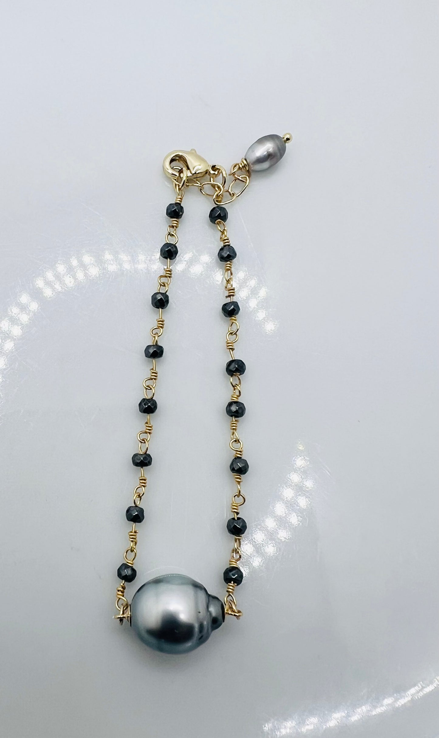 Tahitian & Spinel Rosary Chain Bracelet