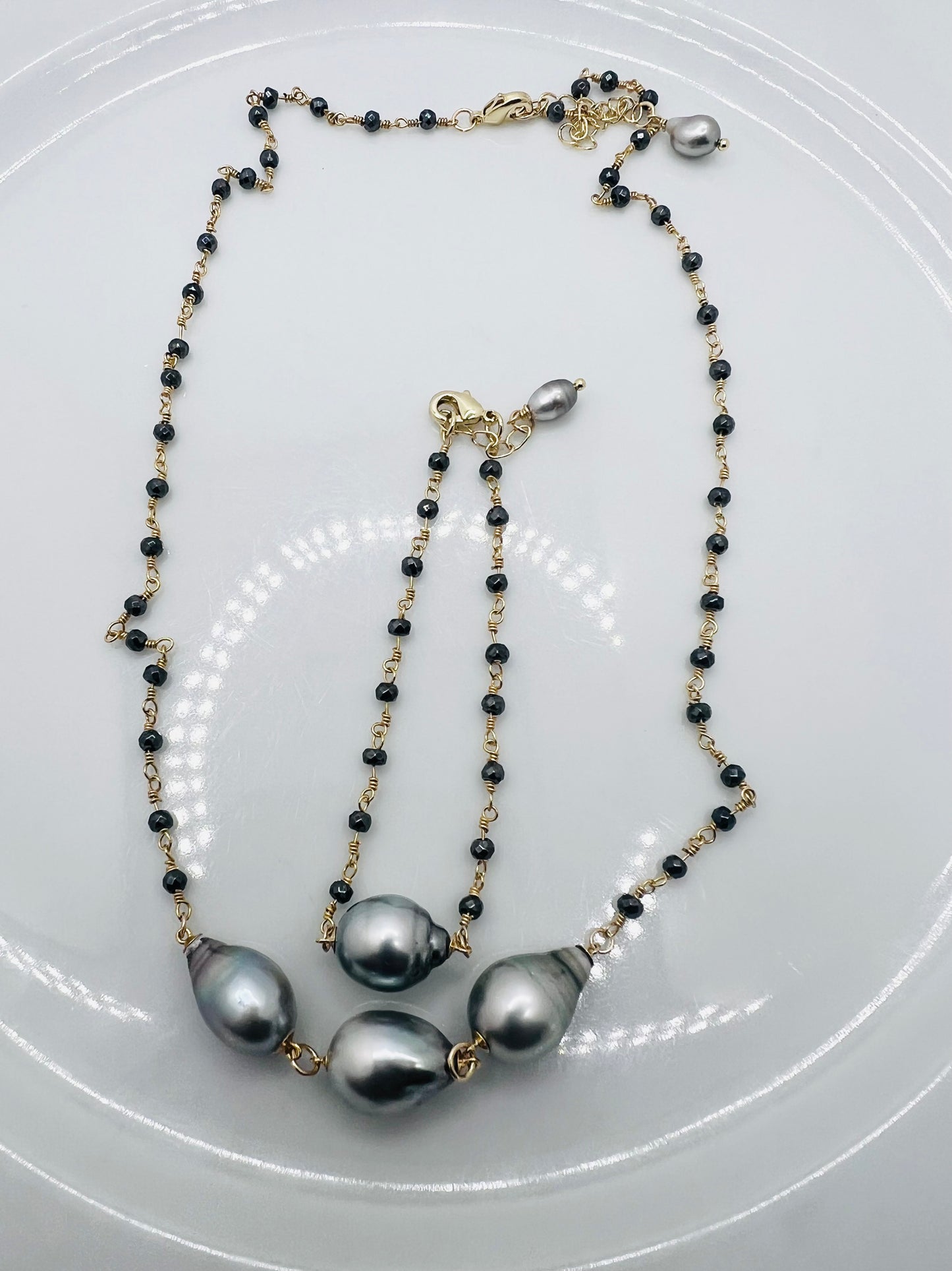 Tahitian & Spinel Rosary Chain Necklace