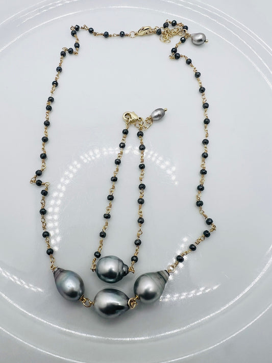 Tahitian & Spinel Rosary Chain Bracelet