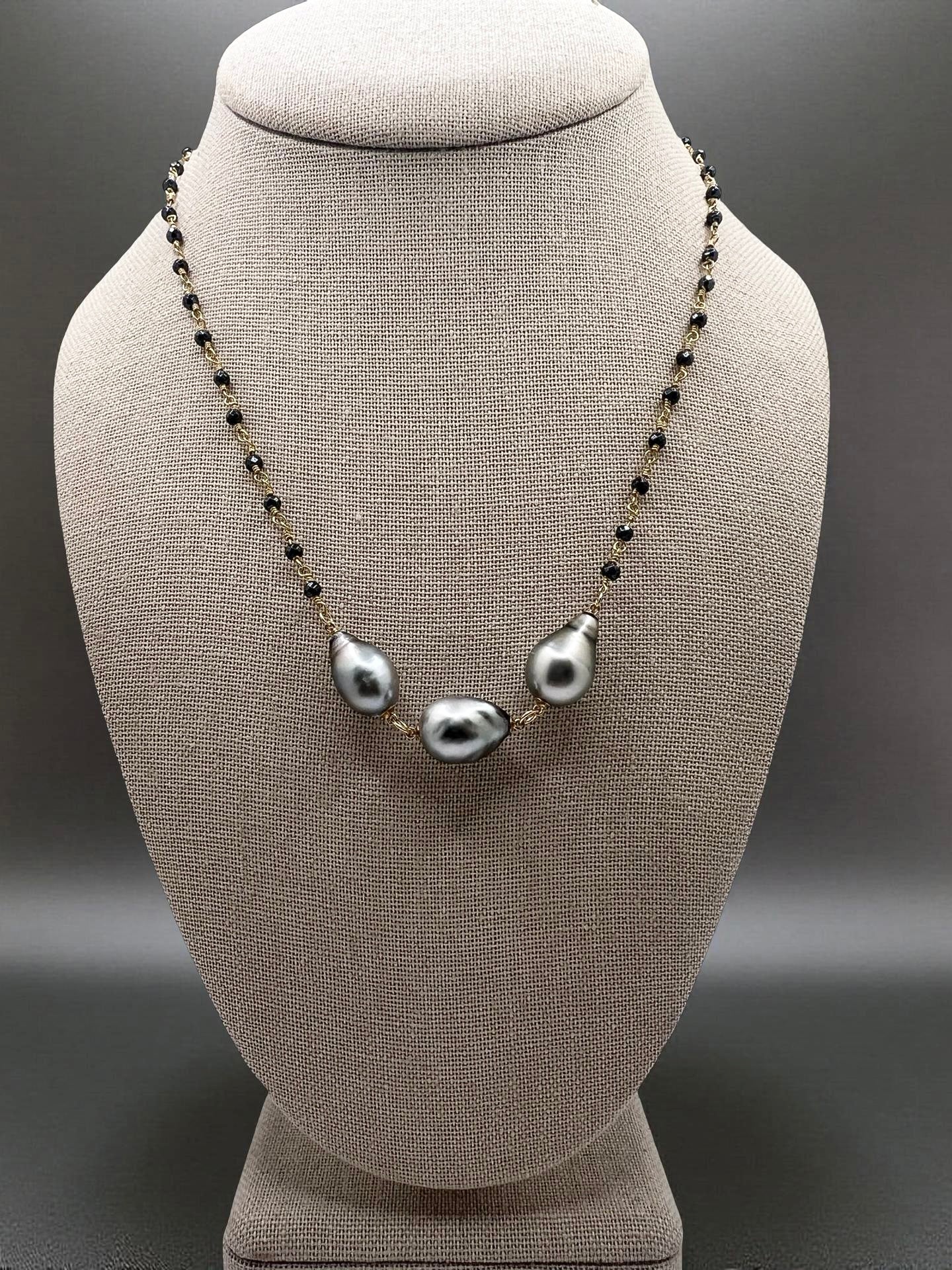 Tahitian & Spinel Rosary Chain Necklace