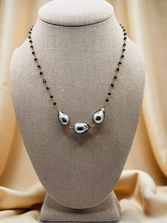 Tahitian & Spinel Rosary Chain Necklace